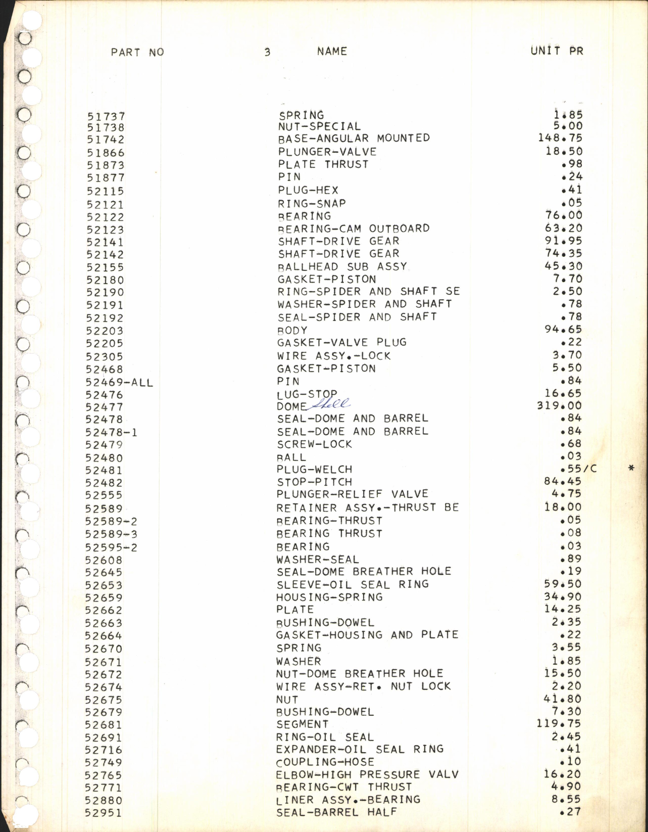 Sample page 4 from AirCorps Library document: Hamilton Standard Propeller and Related Accessories Spare Parts Price List