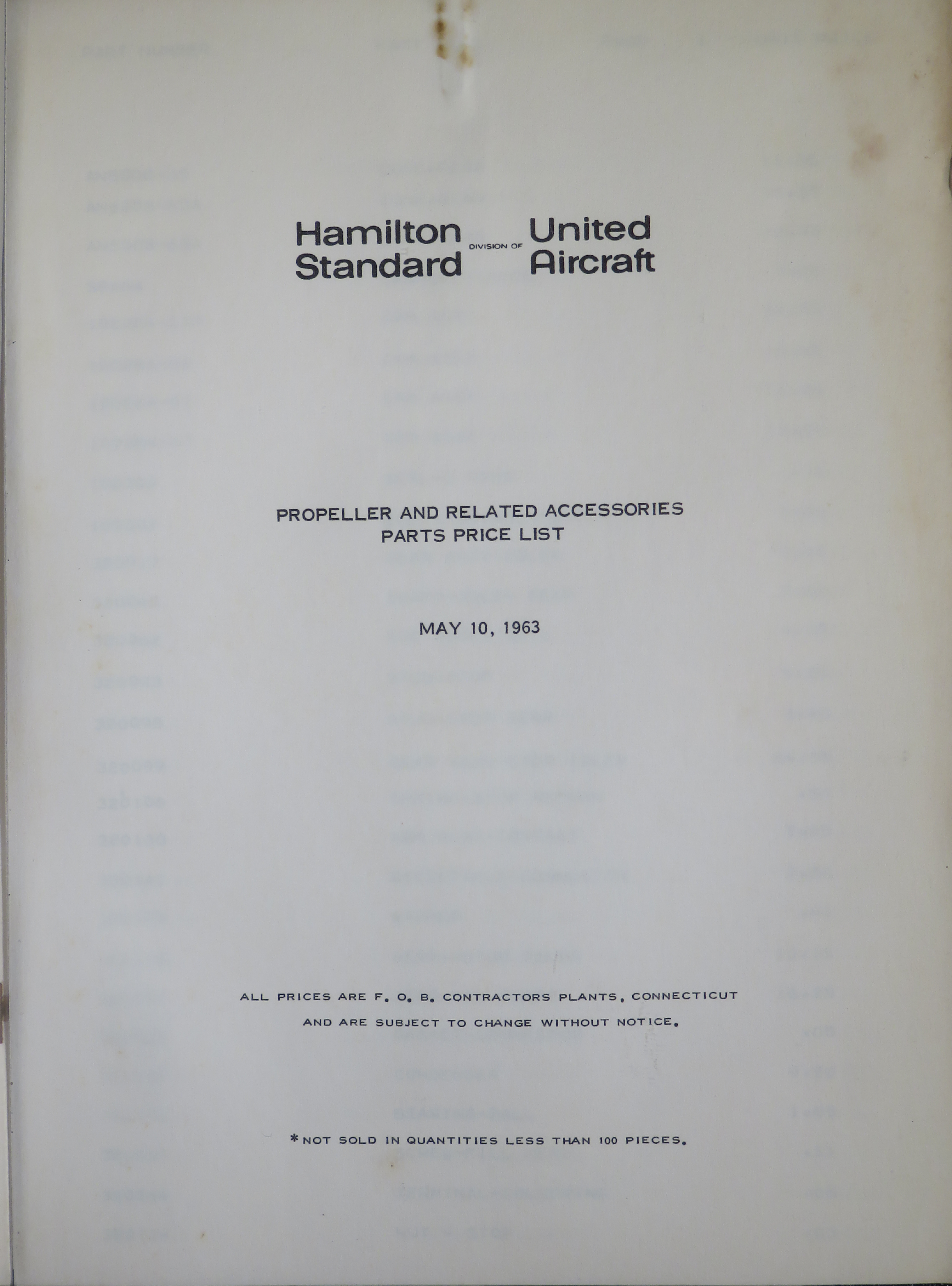 Sample page 3 from AirCorps Library document: Hamilton Standard Propeller Parts Price List