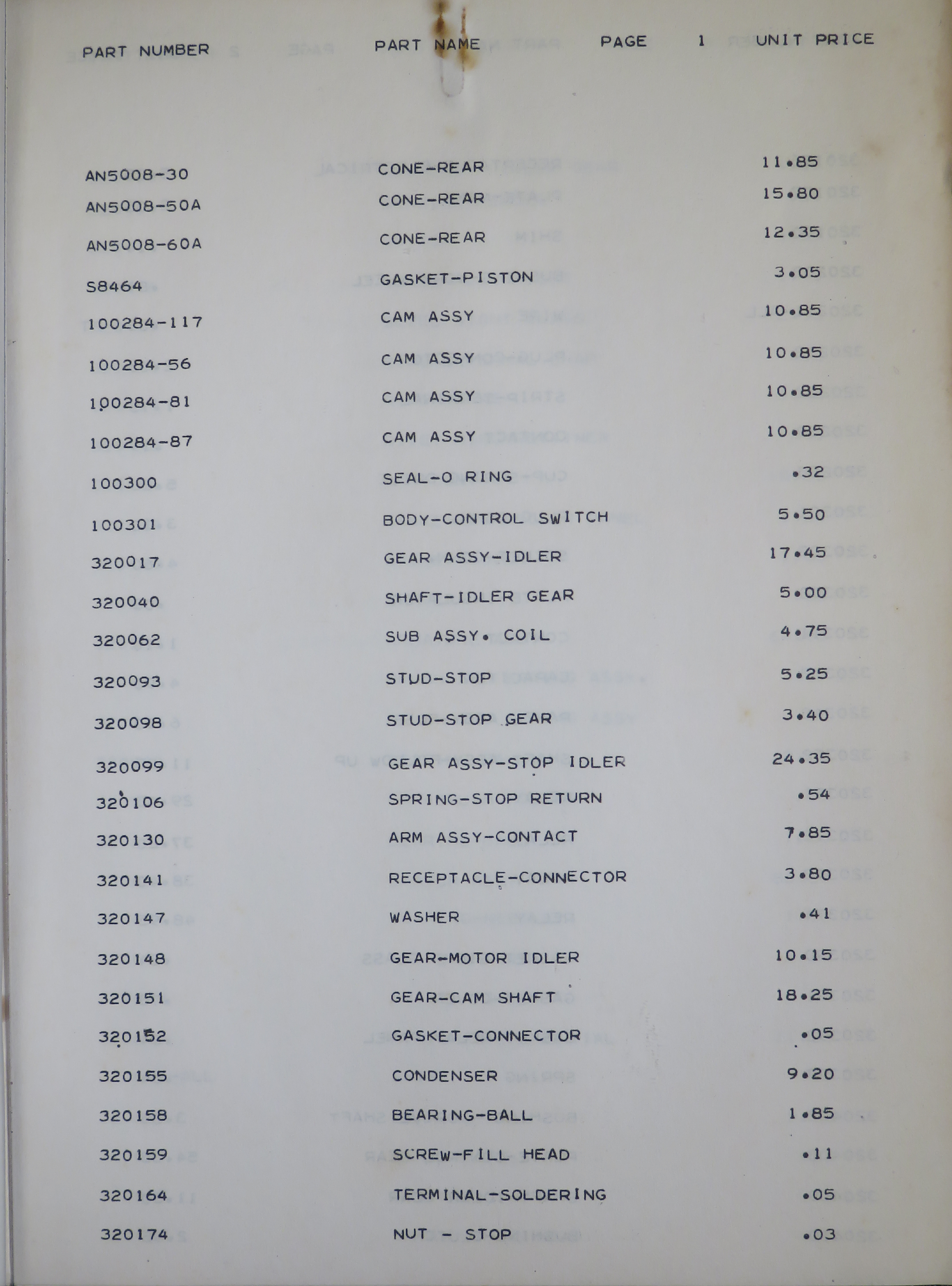 Sample page 5 from AirCorps Library document: Hamilton Standard Propeller Parts Price List
