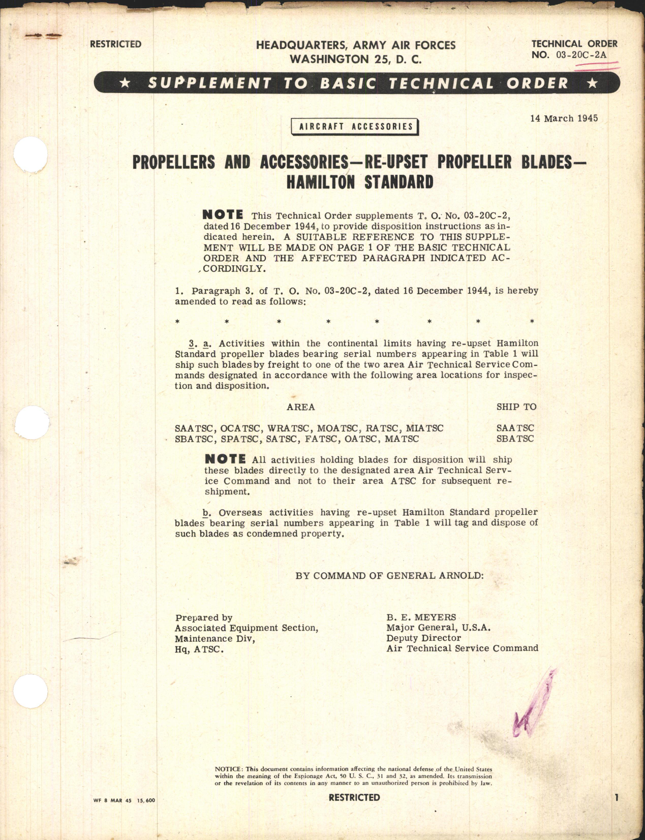 Sample page 1 from AirCorps Library document: Re-Upset Propeller Blades - Hamilton Standard