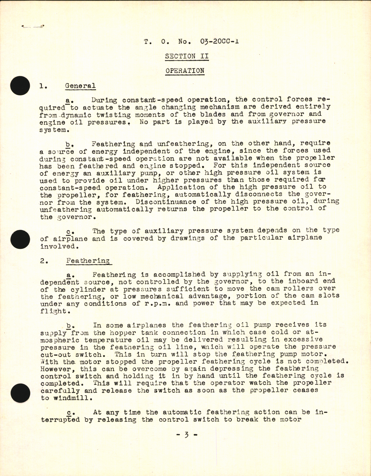 Sample page 5 from AirCorps Library document: Operation & Flight Instructions for the Hydromatic Controllable Propeller (Full Feathering)