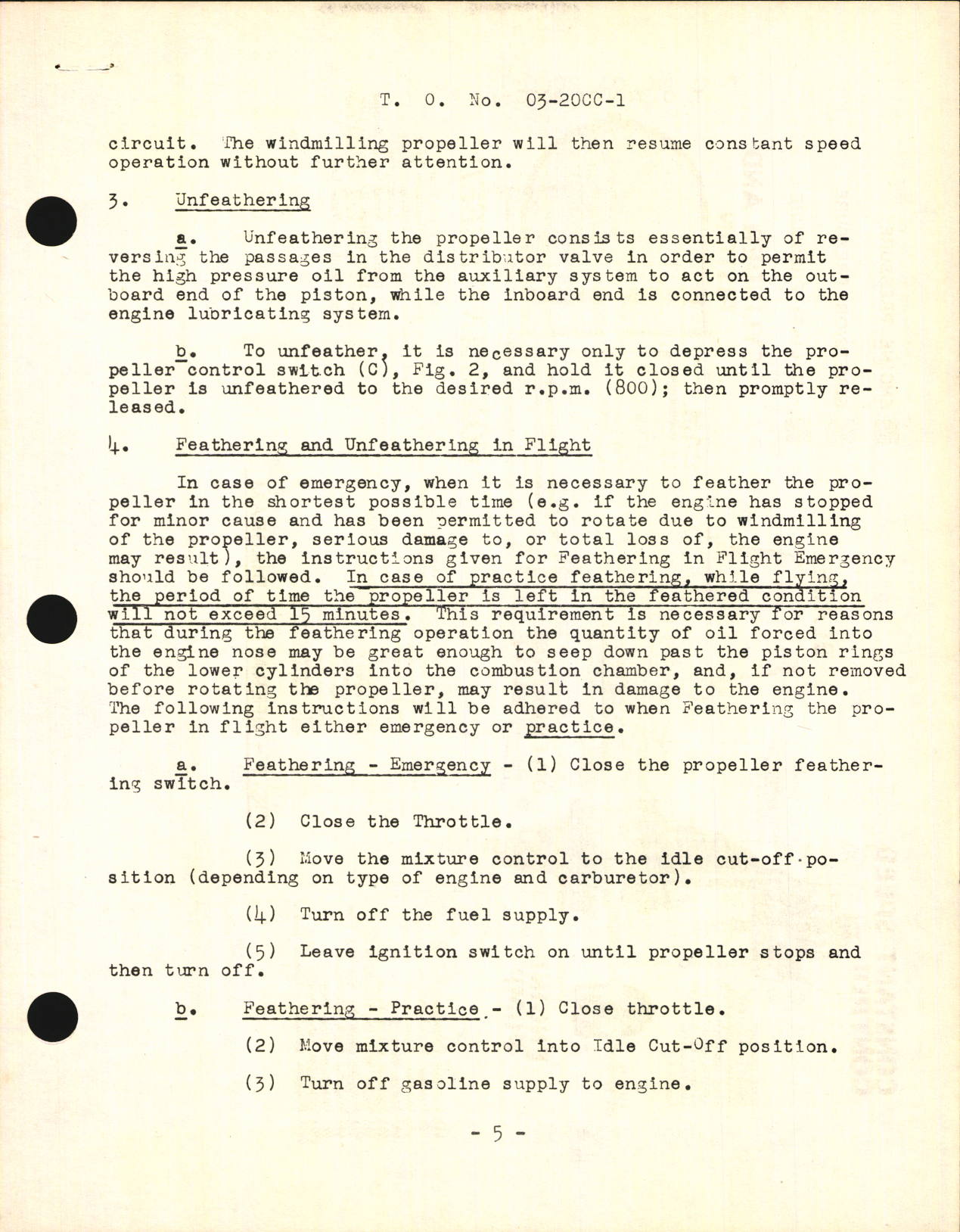 Sample page 7 from AirCorps Library document: Operation & Flight Instructions for the Hydromatic Controllable Propeller (Full Feathering)