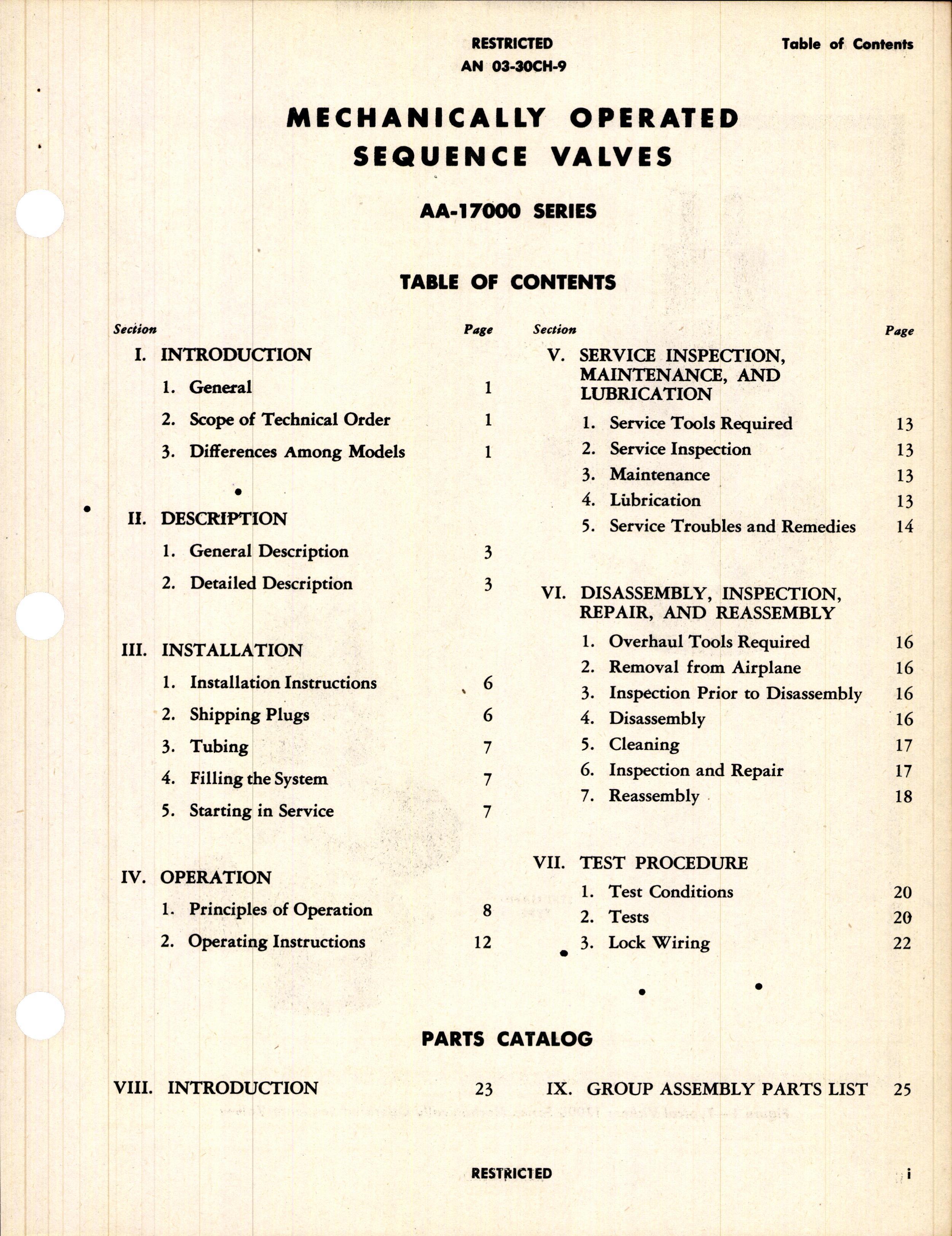 Sample page 3 from AirCorps Library document: Handbook of Instructions with Parts Catalog for Mechanically Operated Sequence Valves