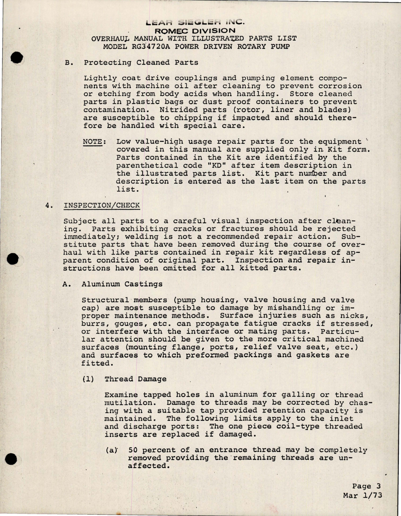 Sample page 5 from AirCorps Library document: Overhaul with Parts List for Power Driven Rotary Pump - Model RG34720A 