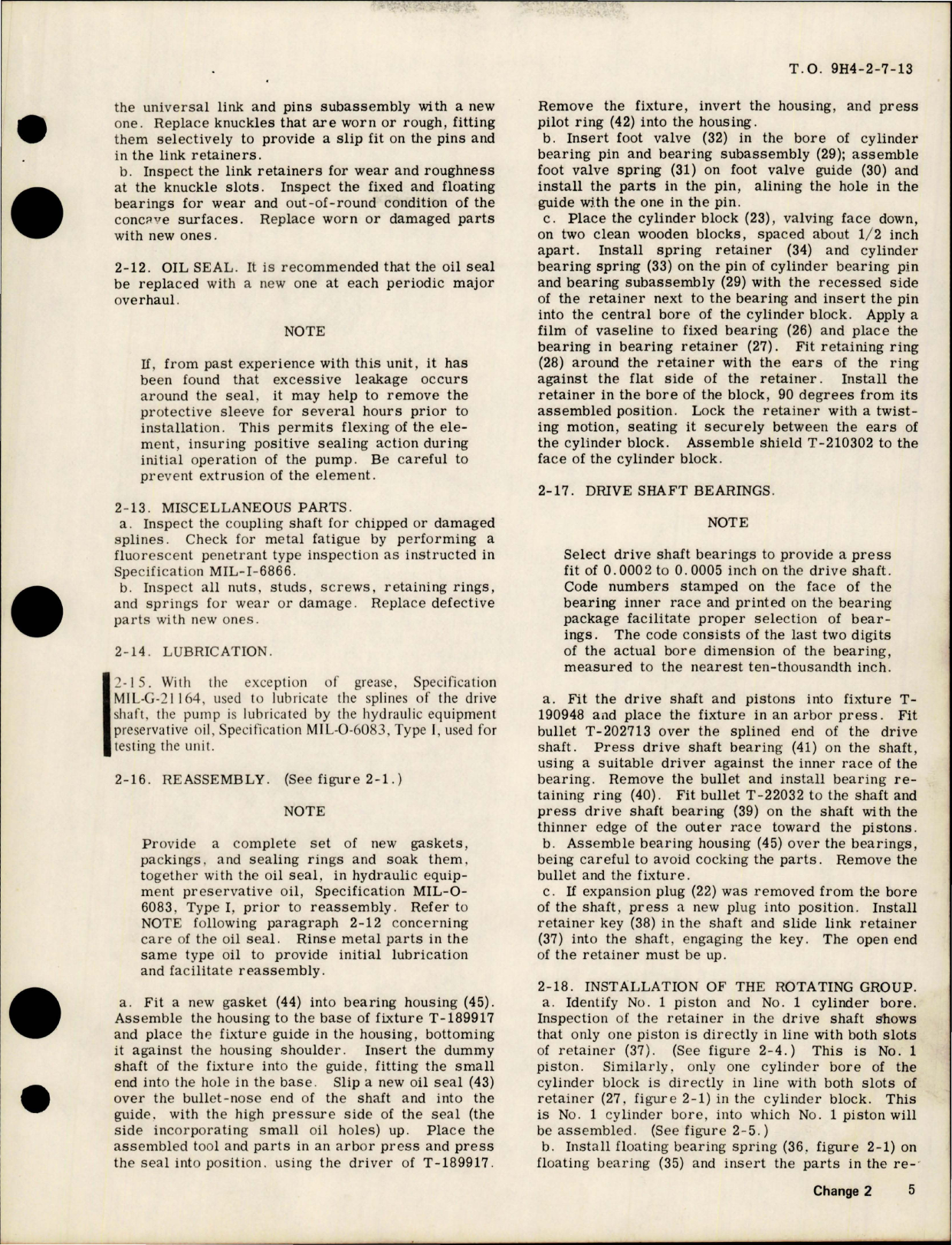 Sample page 9 from AirCorps Library document: Overhaul Instructions for Constant Displacement Hydraulic Pump Assemblies - PF-713 Series 