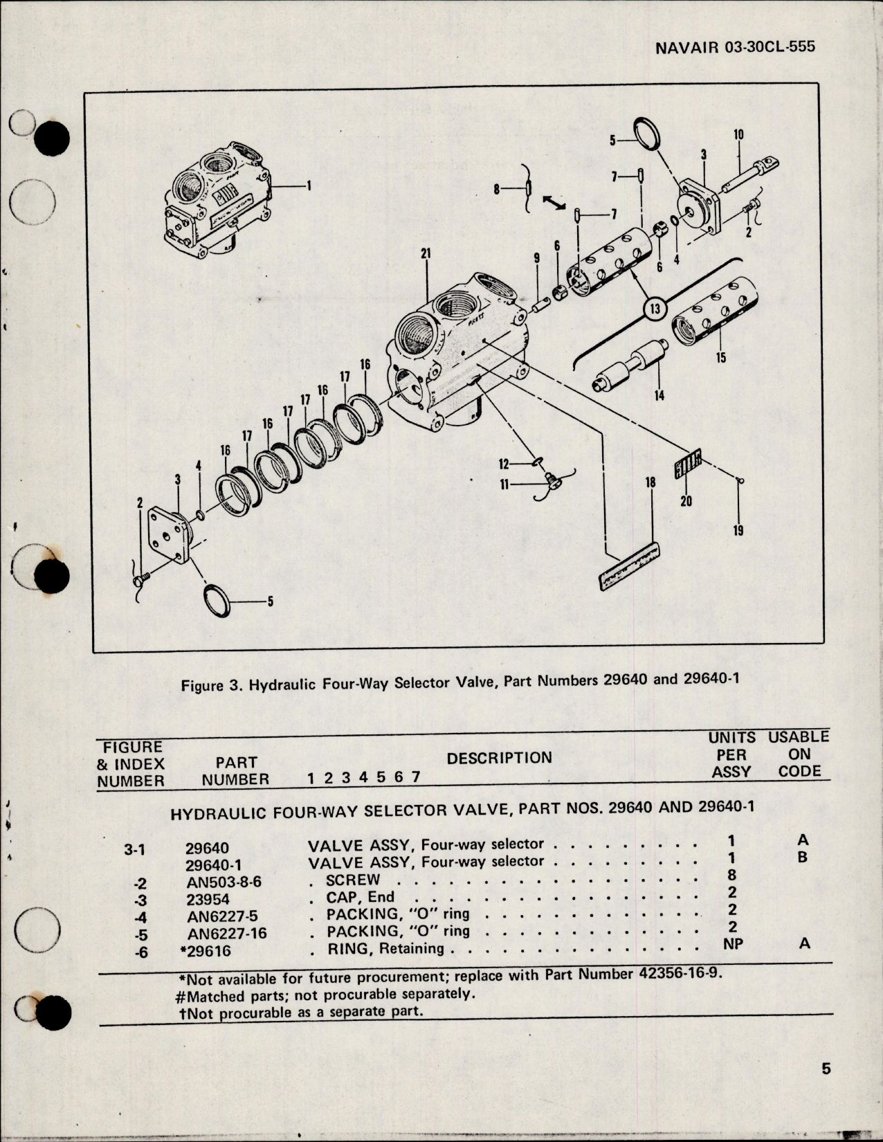 Sample page 5 from AirCorps Library document: Overhaul Instructions with Parts for Hydraulic Four way Selector Valve - Parts 29640 and 296401-1 