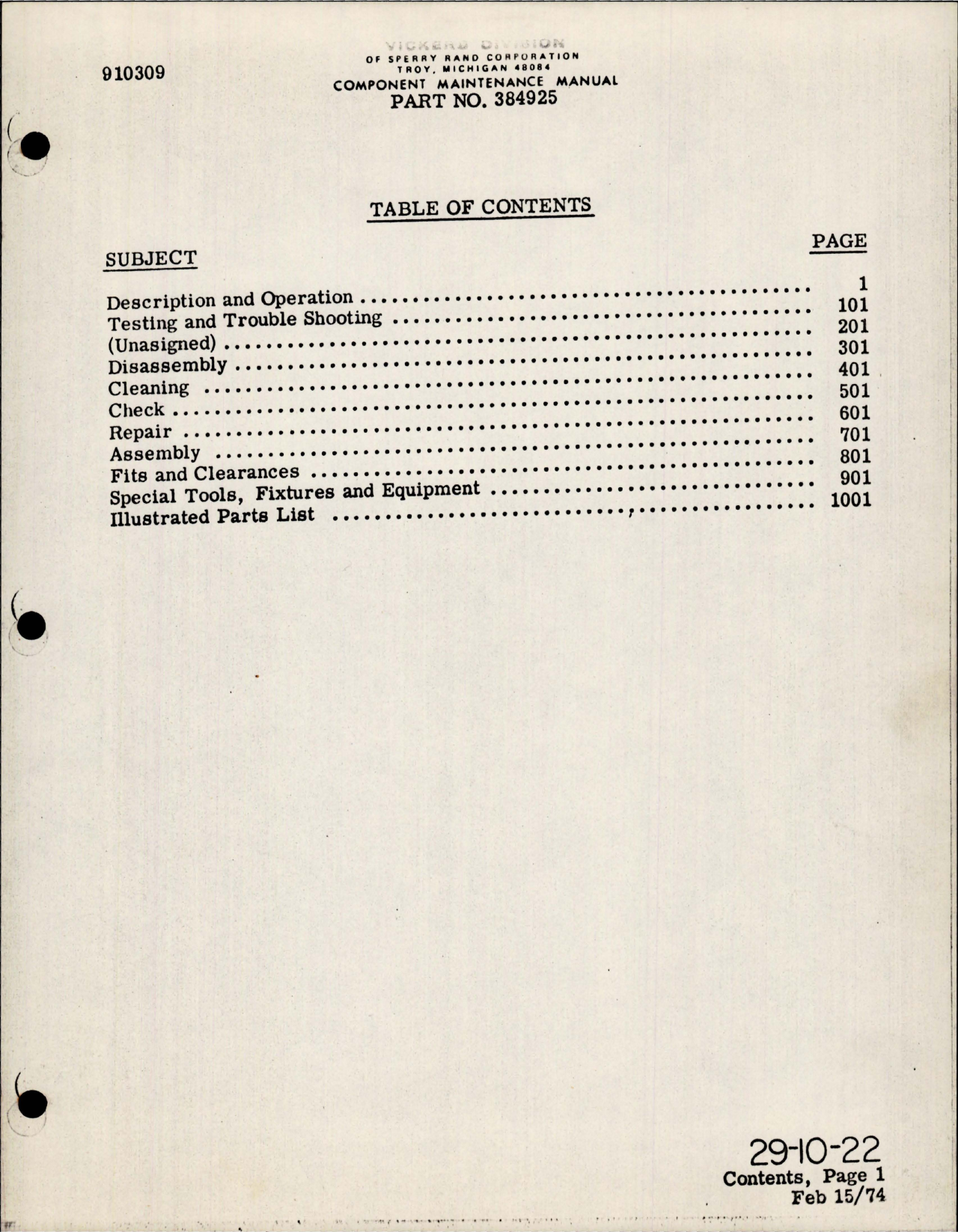 Sample page 5 from AirCorps Library document: Component Maintenance Manual for Hydraulic Pump - Part 384925 - Model PV3-044-26