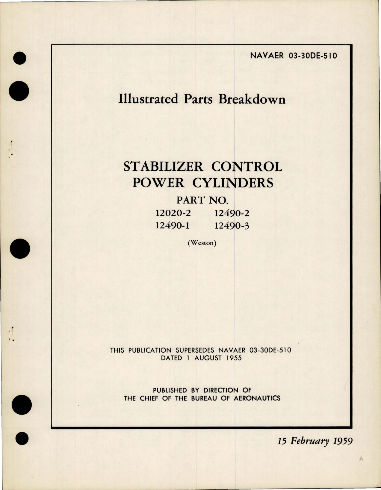 Sample page 1 from AirCorps Library document: Illustrated Parts Breakdown for Stabilizer Control Power Cylinders - Parts 12020-2, 12490-1, 12490-2, 12490-3 