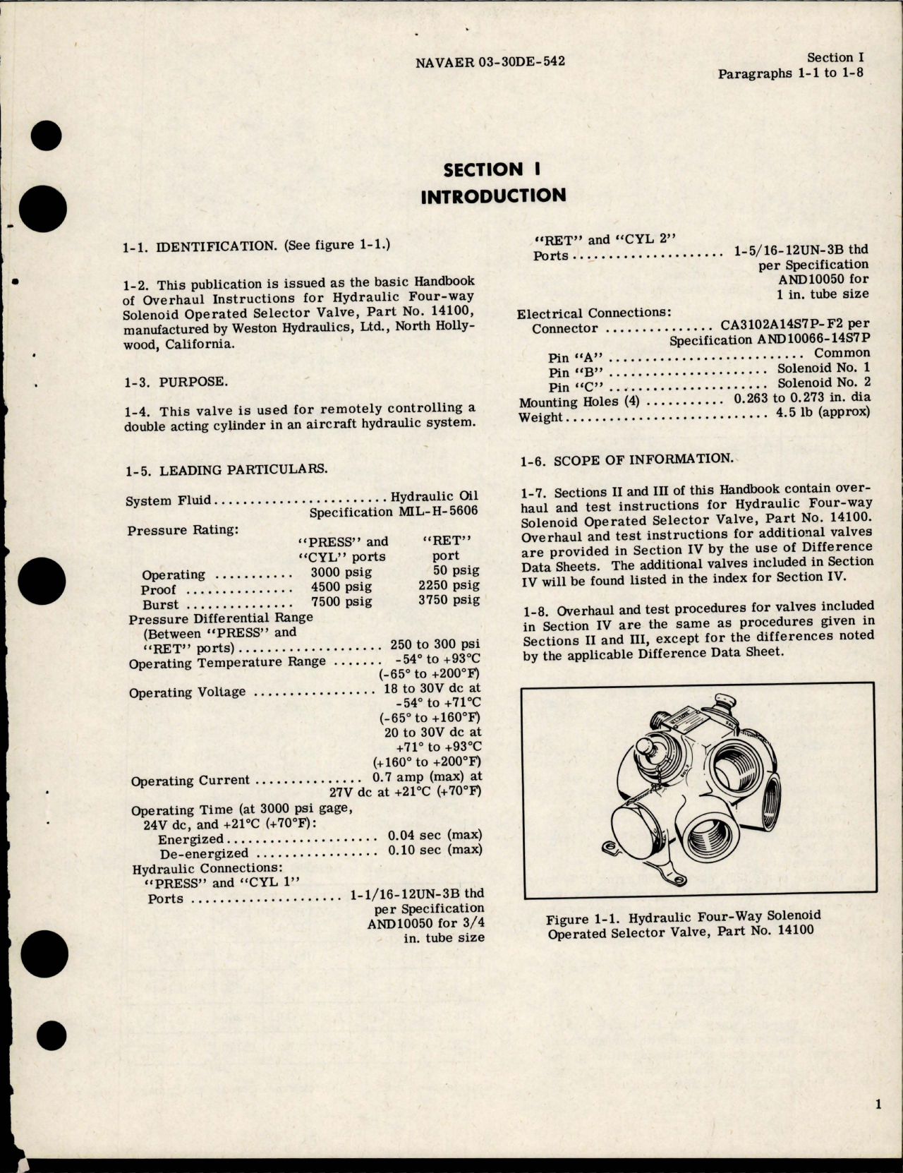 Sample page 5 from AirCorps Library document: Overhaul Instructions for Hydraulic Four-Way Solenoid Operated Selector Valves - Parts 14100 and 15130 