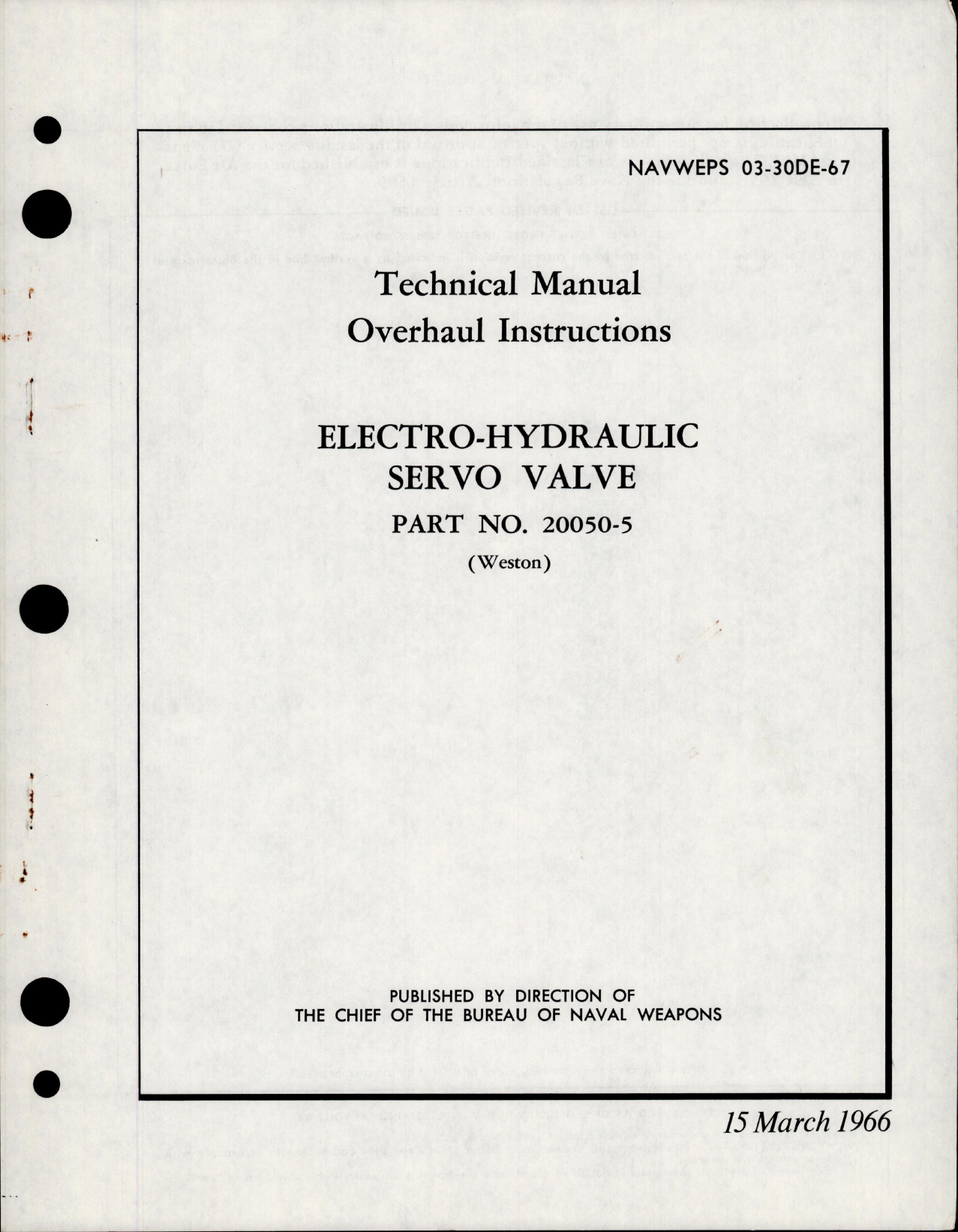 Sample page 1 from AirCorps Library document: Overhaul Instructions for Electro Hydraulic Servo Valve - Part 20050-5 