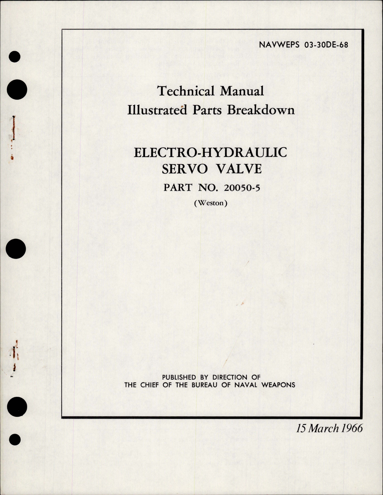 Sample page 1 from AirCorps Library document: Illustrated Parts Breakdown for Electro Hydraulic Servo Valve - Part 20050-5 