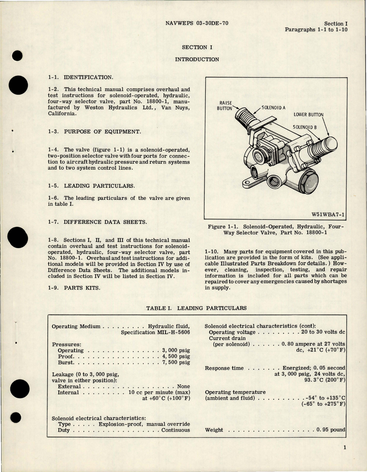 Sample page 5 from AirCorps Library document: Overhaul Instructions for Solenoid Operated, Hydraulic Four Way Selector Valve - Part 18800-1 