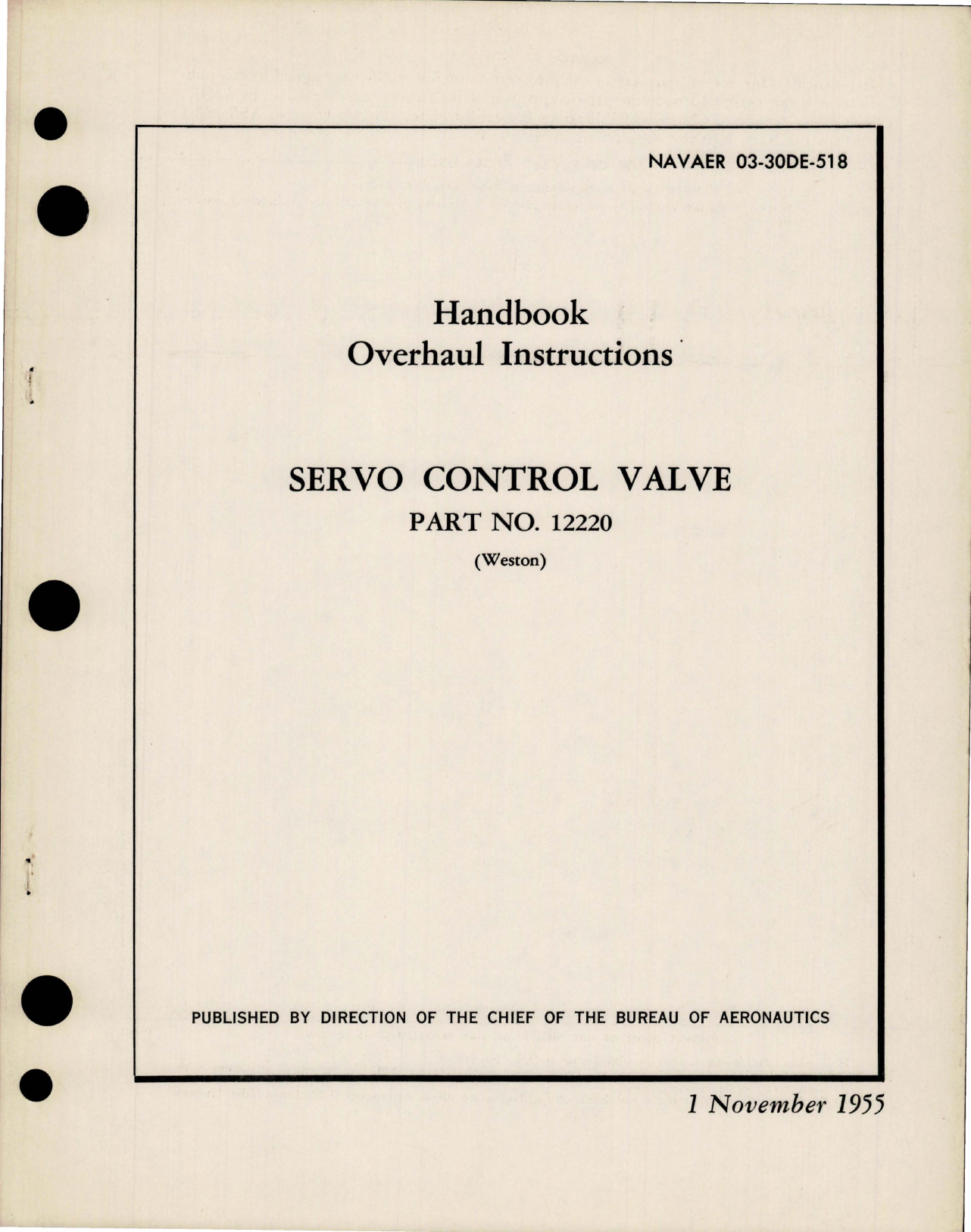 Sample page 1 from AirCorps Library document: Overhaul Instructions for Servo Control Valve - Part 12220 