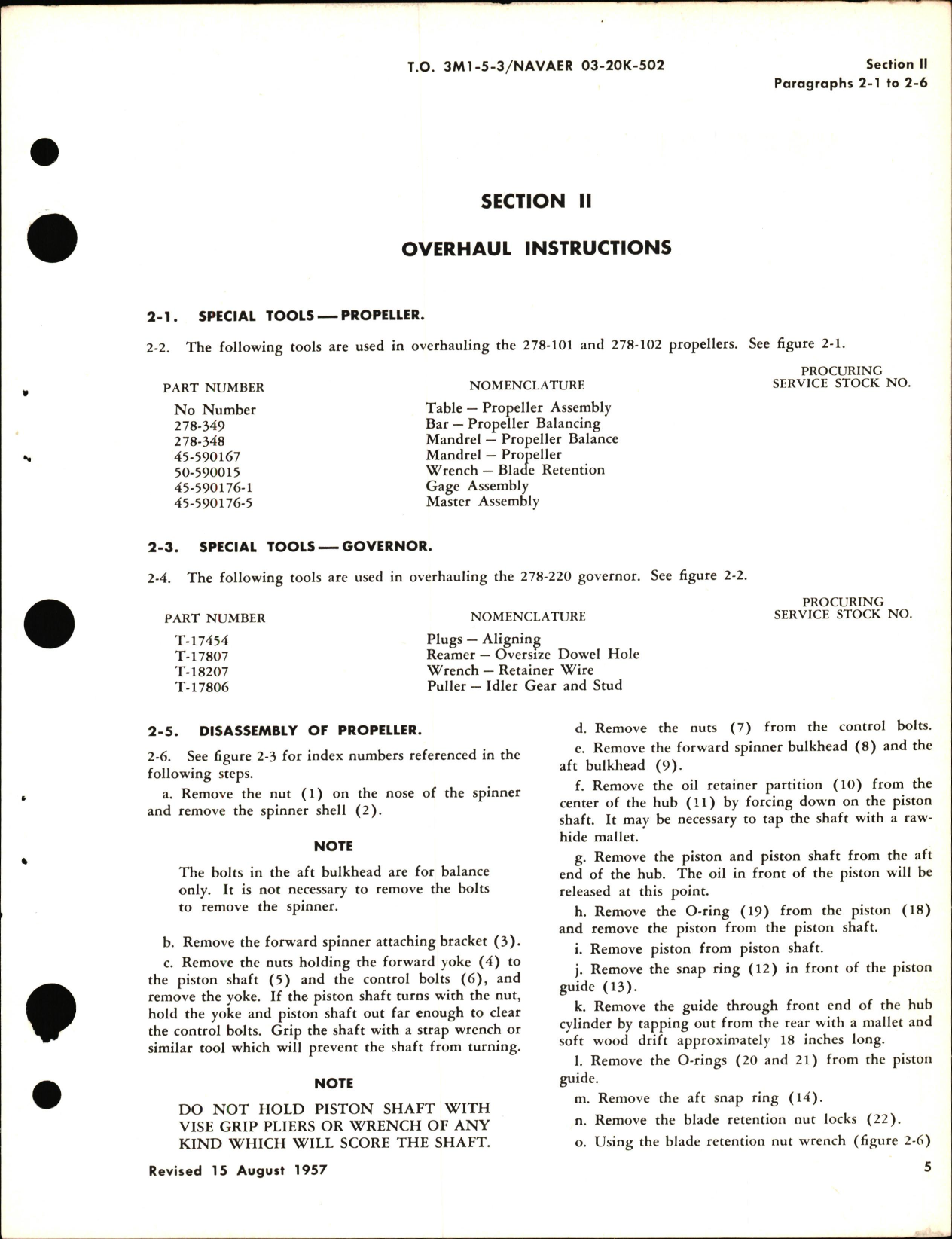 Sample page 9 from AirCorps Library document: Overhaul Instructions for Propeller Assembly Part Nos. 278-101 & 278-102 and Propeller Governor Assembly Part 278-220