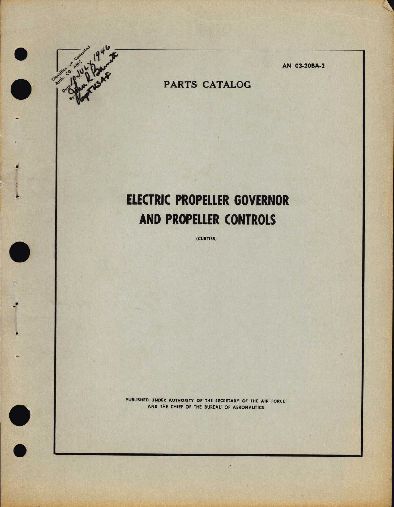 Sample page 1 from AirCorps Library document: Parts Catalog for Electric Propeller Governor & Propeller Controls