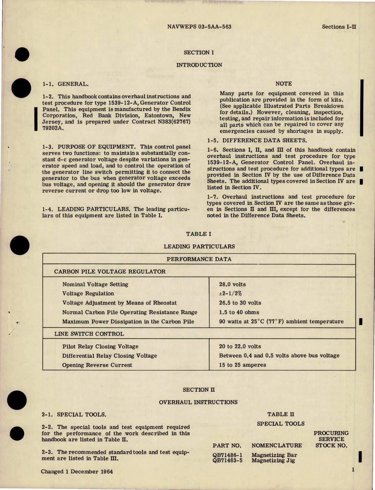 Sample page 5 from AirCorps Library document: Overhaul Instructions for Generator Control Panel - Types 1539-12-A and 1539-11-B 