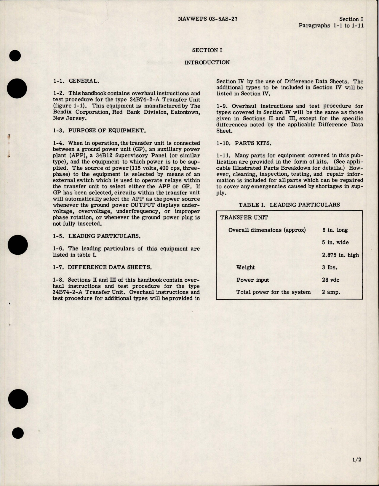 Sample page 5 from AirCorps Library document: Overhaul Instructions for Transfer Unit - Part 34B74-2-A 