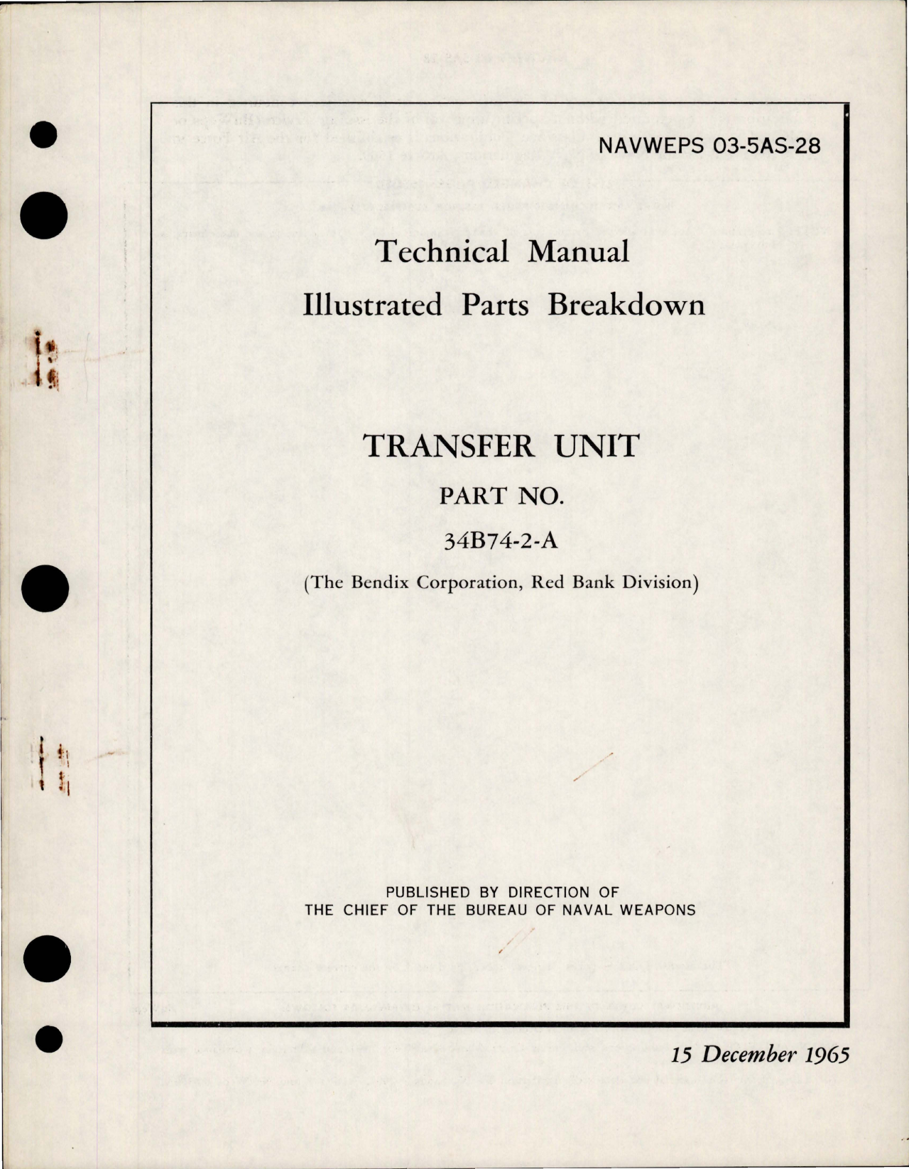 Sample page 1 from AirCorps Library document: Illustrated Parts Breakdown for Transfer Unit - Part 34B74-2-A 