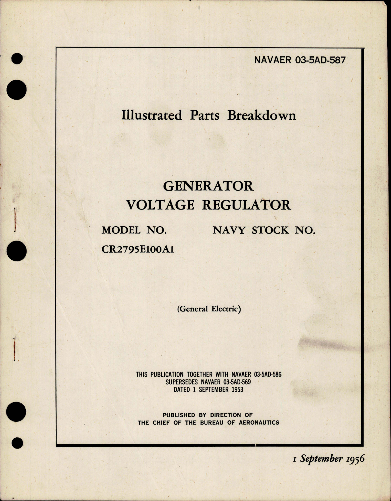 Sample page 1 from AirCorps Library document: Illustrated Parts Breakdown for Generator Voltage Regulator - Model CR2795E100A1 