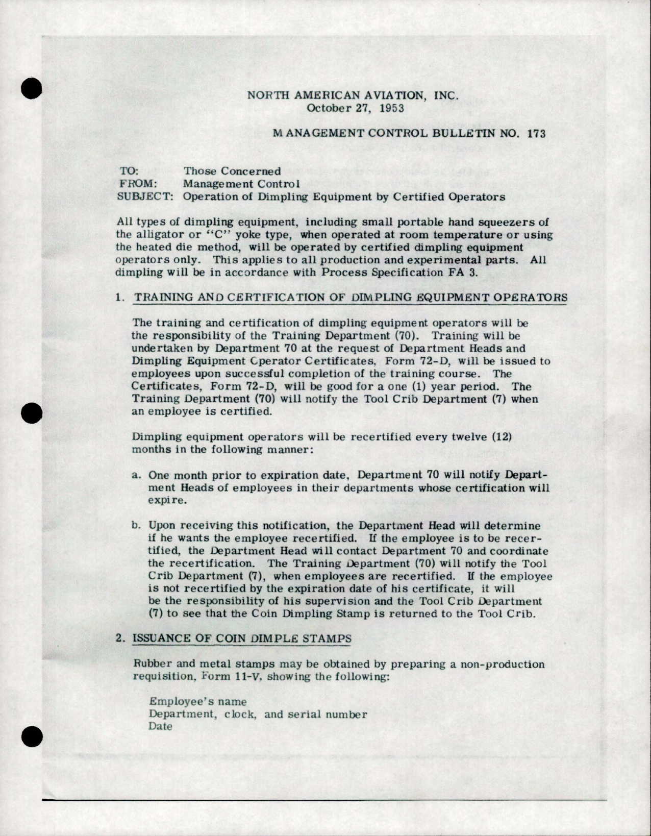 Sample page 5 from AirCorps Library document: Operators Manual for Coin Dimpling