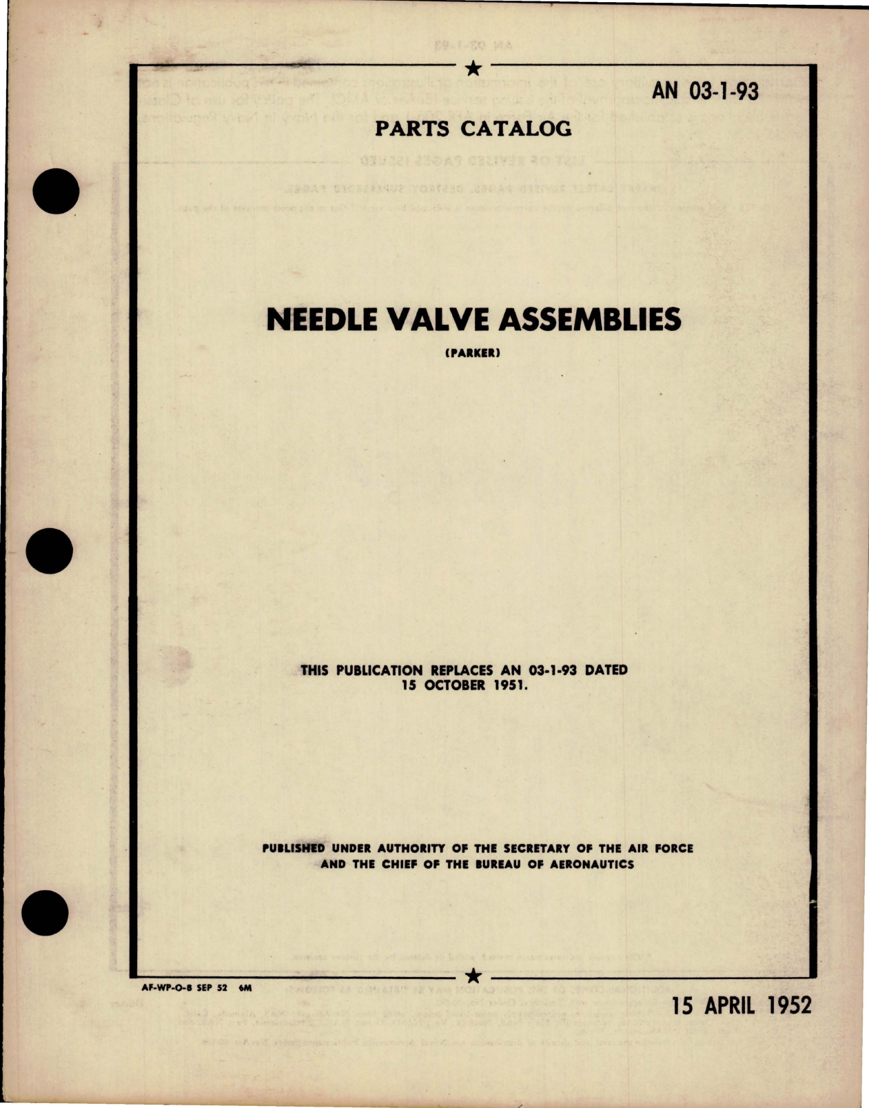 Sample page 1 from AirCorps Library document: Parts Catalog for Needle Valve Assemblies 