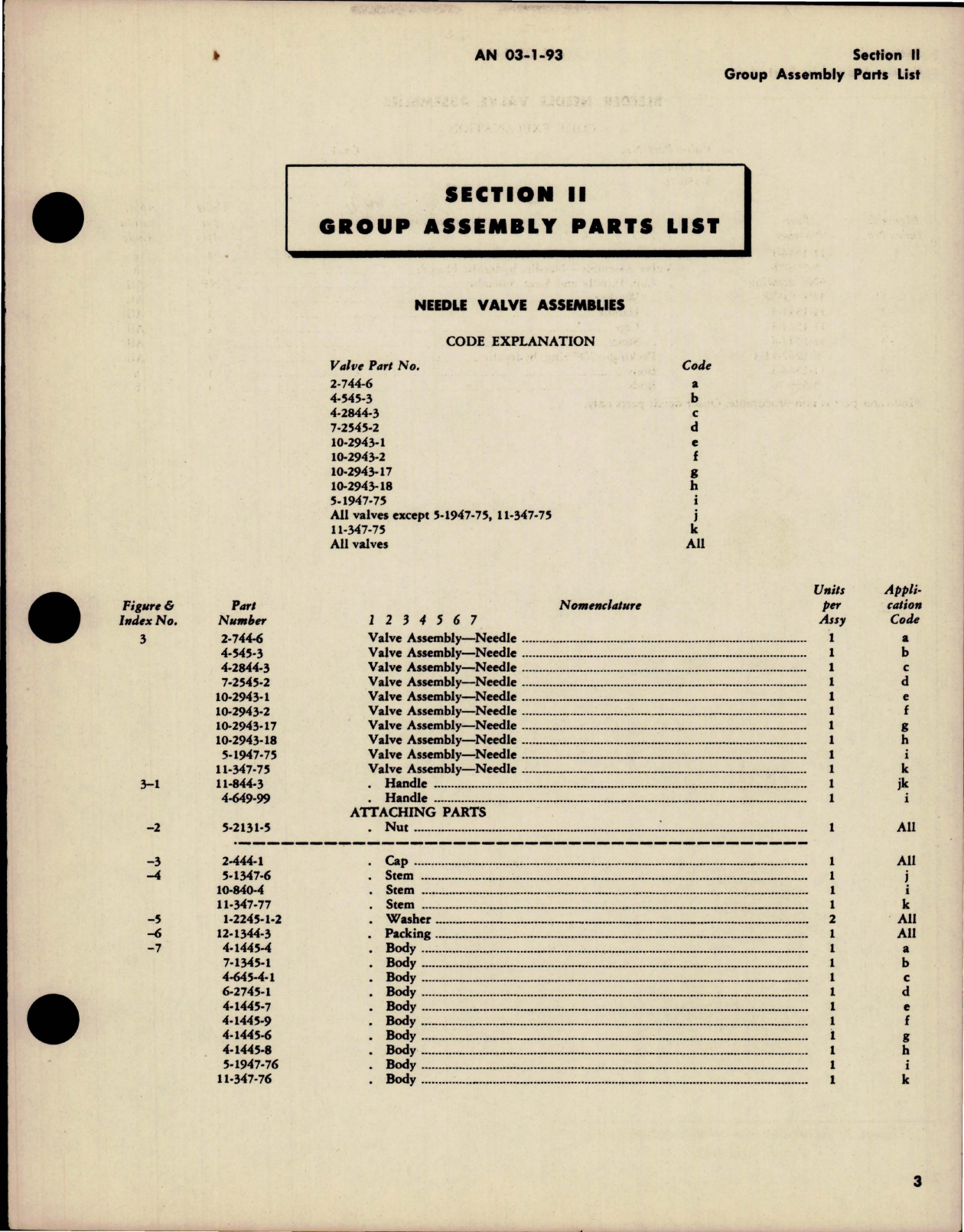 Sample page 5 from AirCorps Library document: Parts Catalog for Needle Valve Assemblies 