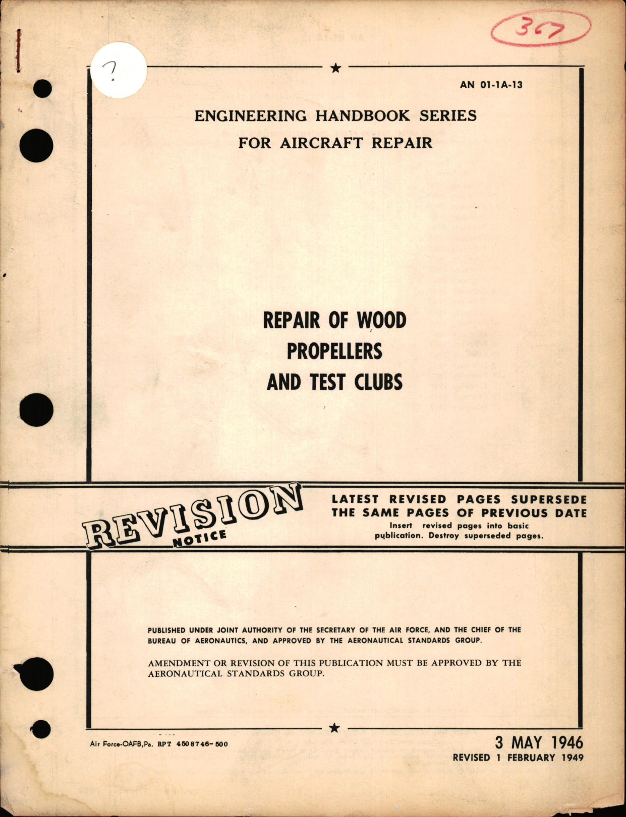 Sample page 1 from AirCorps Library document: Repair of Wood Propellers and Test Clubs