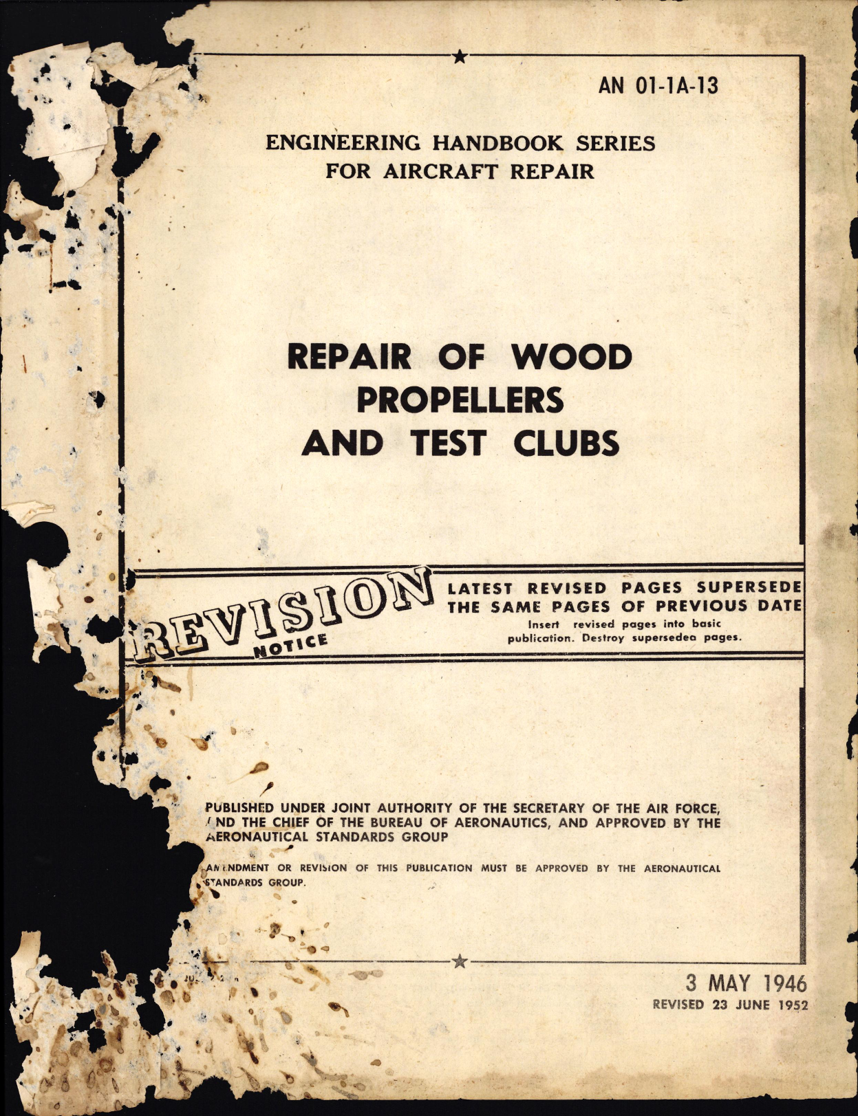 Sample page 1 from AirCorps Library document: Repair of Wood Propellers and Test Clubs