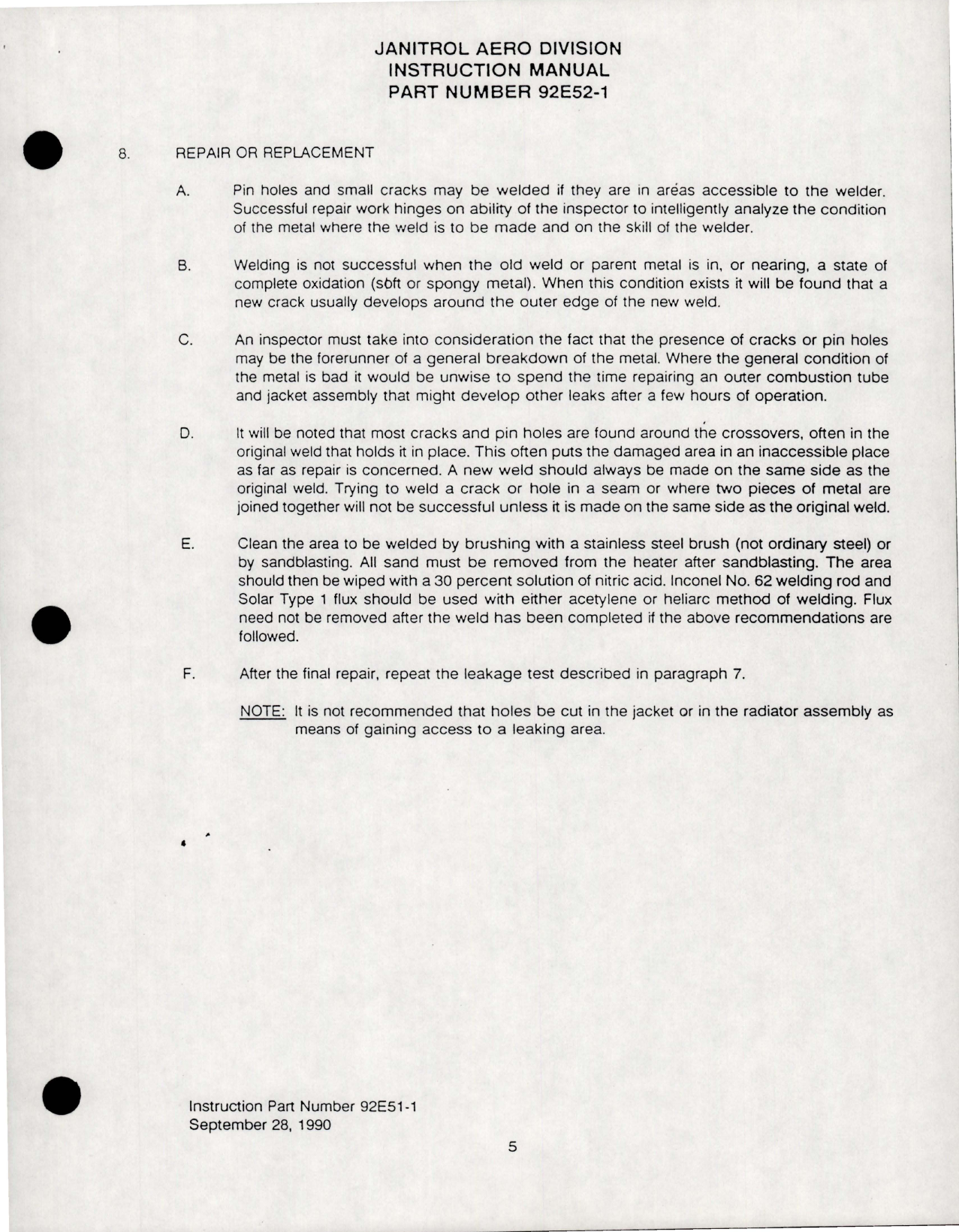 Sample page 5 from AirCorps Library document: Modification Instructions for Heater Modification Kit - Part 92E52-1 