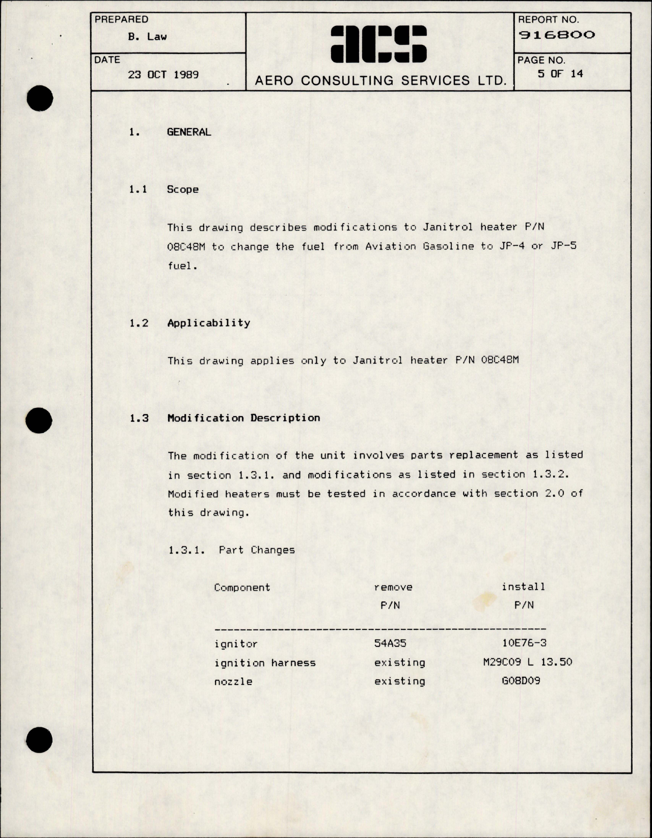 Sample page 5 from AirCorps Library document: Modification Data Summary for Janitrol Heater S-50 - Part A20C61
