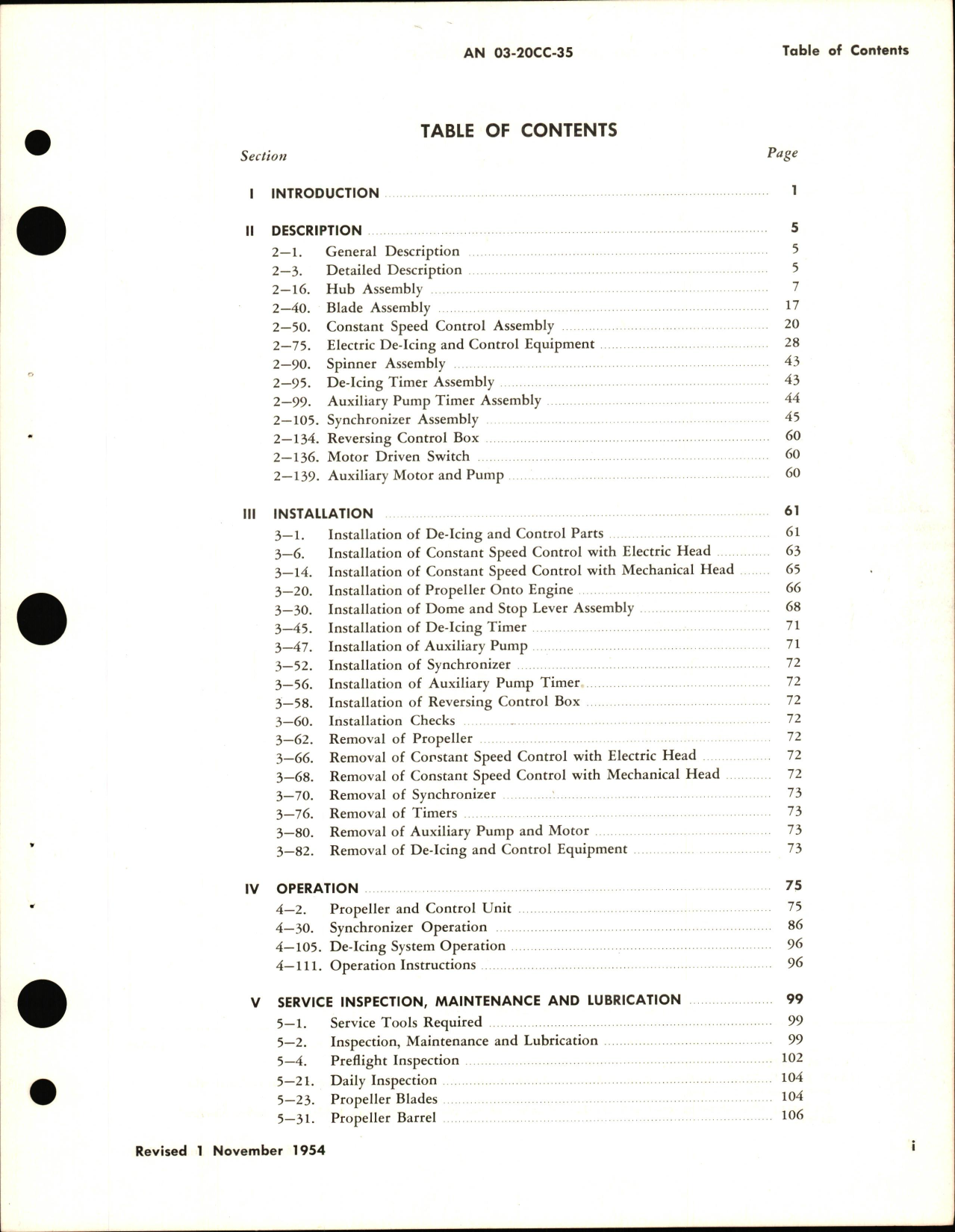 Sample page 5 from AirCorps Library document: Operation & Service Instructions for Variable Pitch Aircraft Propeller (Engine Oil Type) Models 23260 & 24260