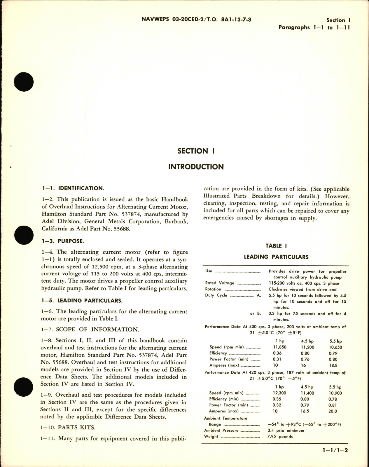 Sample page 5 from AirCorps Library document: Overhaul Instructions for AC Electric Auxiliary Motor Part Nos. 55688, 56020, 537874, 540299