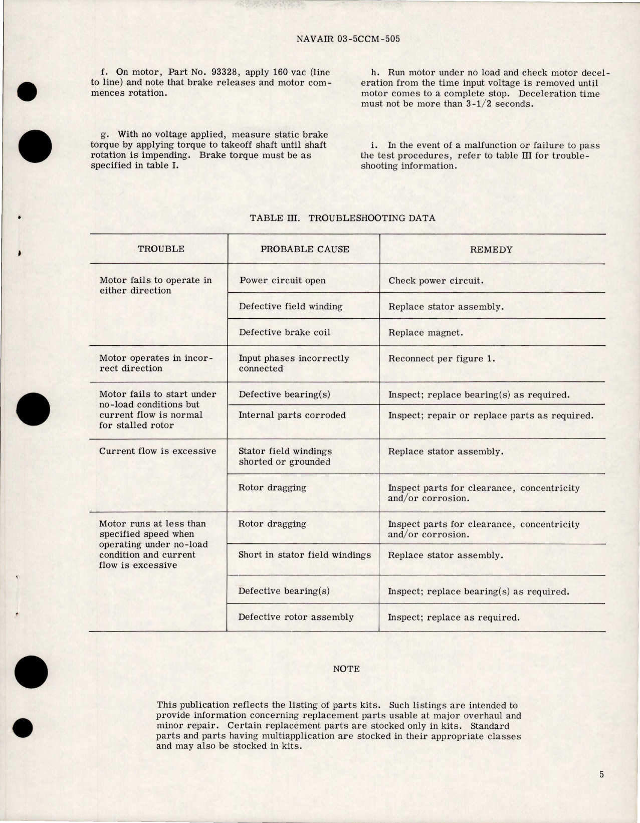 Sample page 5 from AirCorps Library document: Overhaul Instructions with Parts for Aircraft Motor Assembly - Part 93328, 400712, 404343 and 409150 