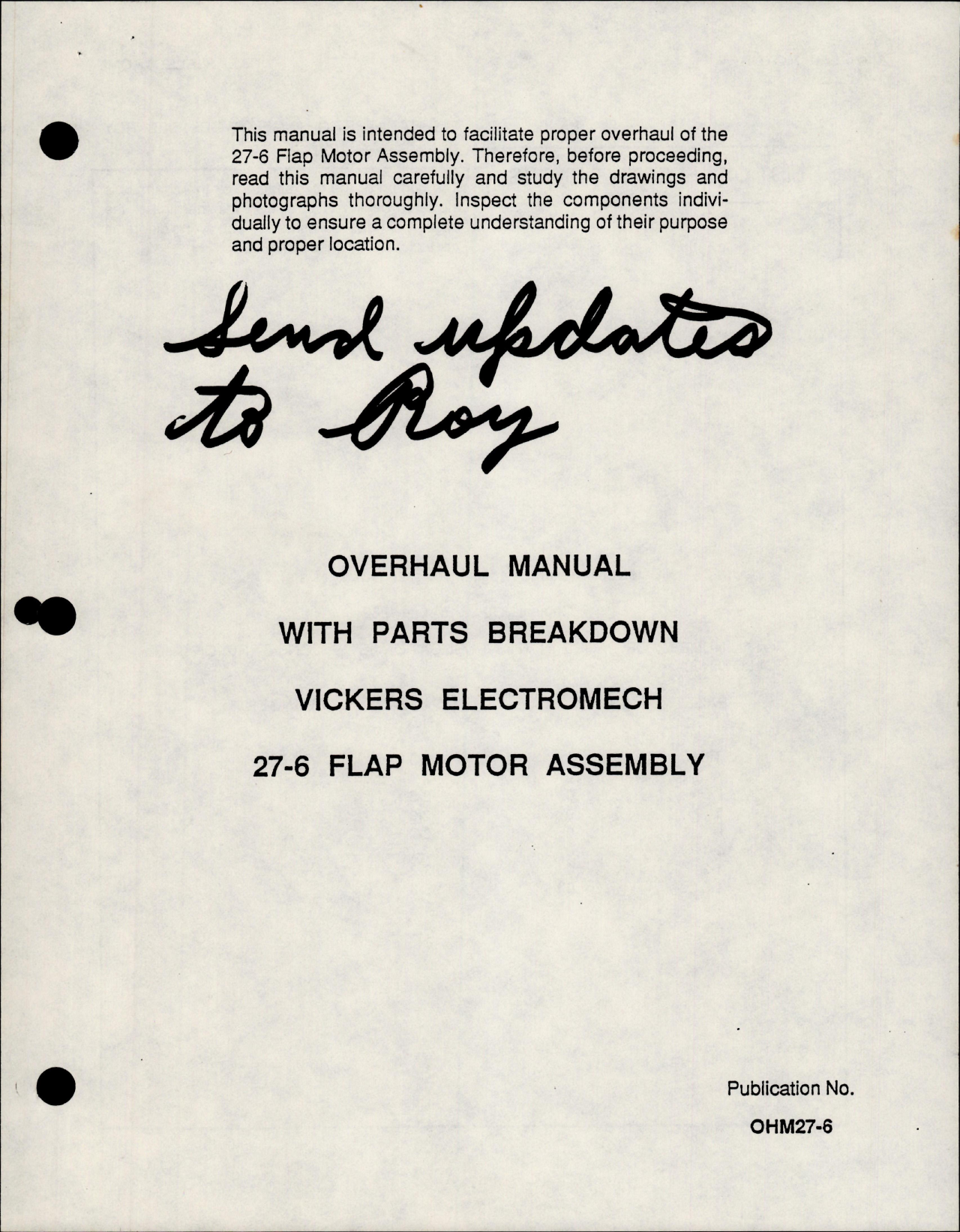 Sample page 1 from AirCorps Library document: Overhaul with Parts Breakdown for 27-6 Flap Motor Assembly 