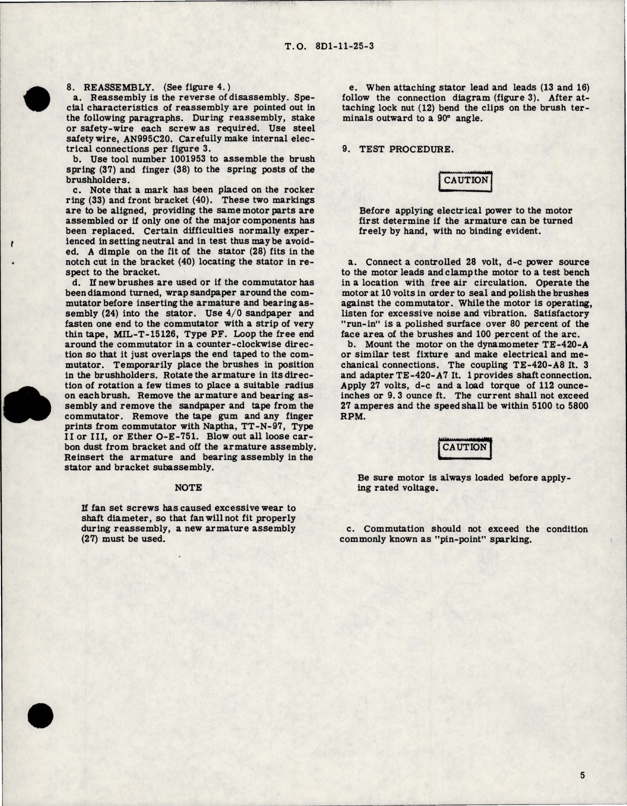 Sample page 5 from AirCorps Library document: Overhaul Instructions with Parts for Aircraft DC Motor - Part A28A8657 
