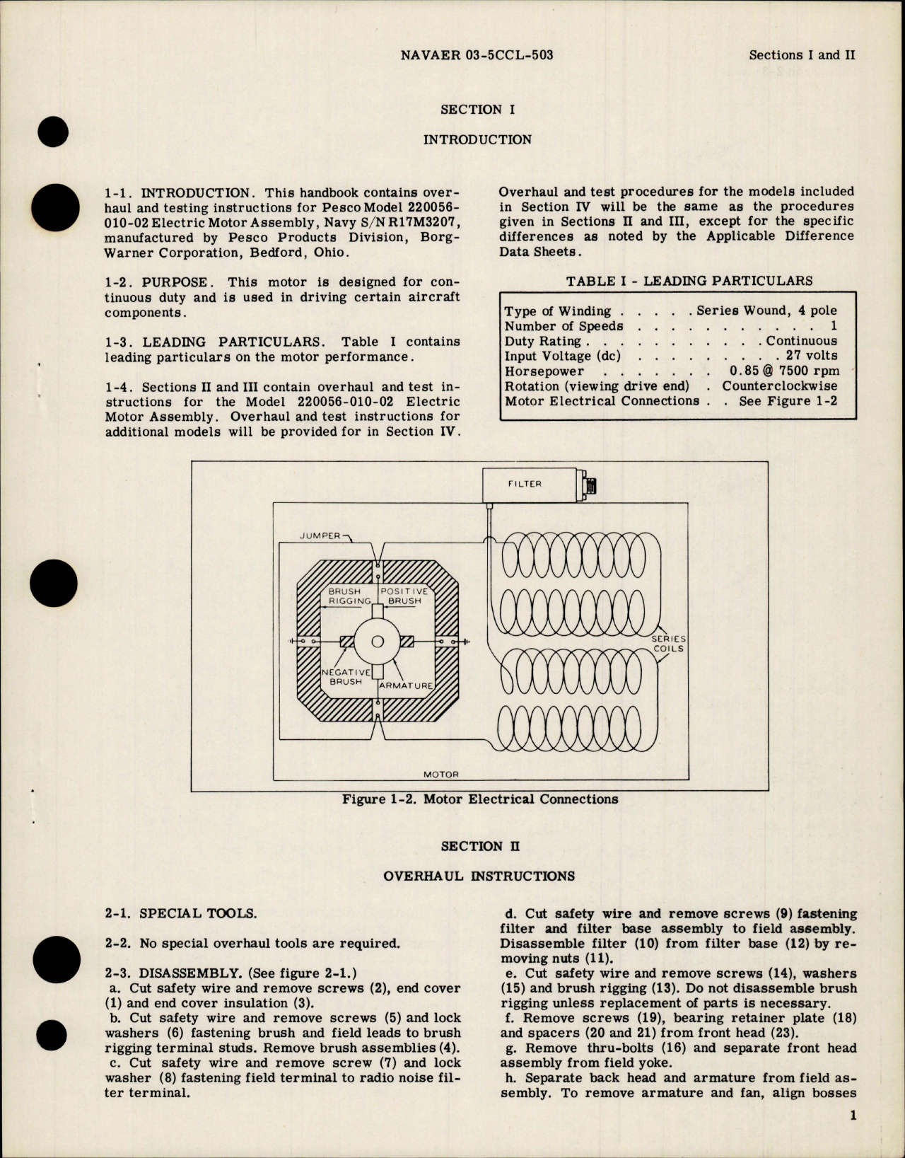 Sample page 5 from AirCorps Library document: Overhaul Instructions for Electric Motor Assembly - Model 220056-010-02 