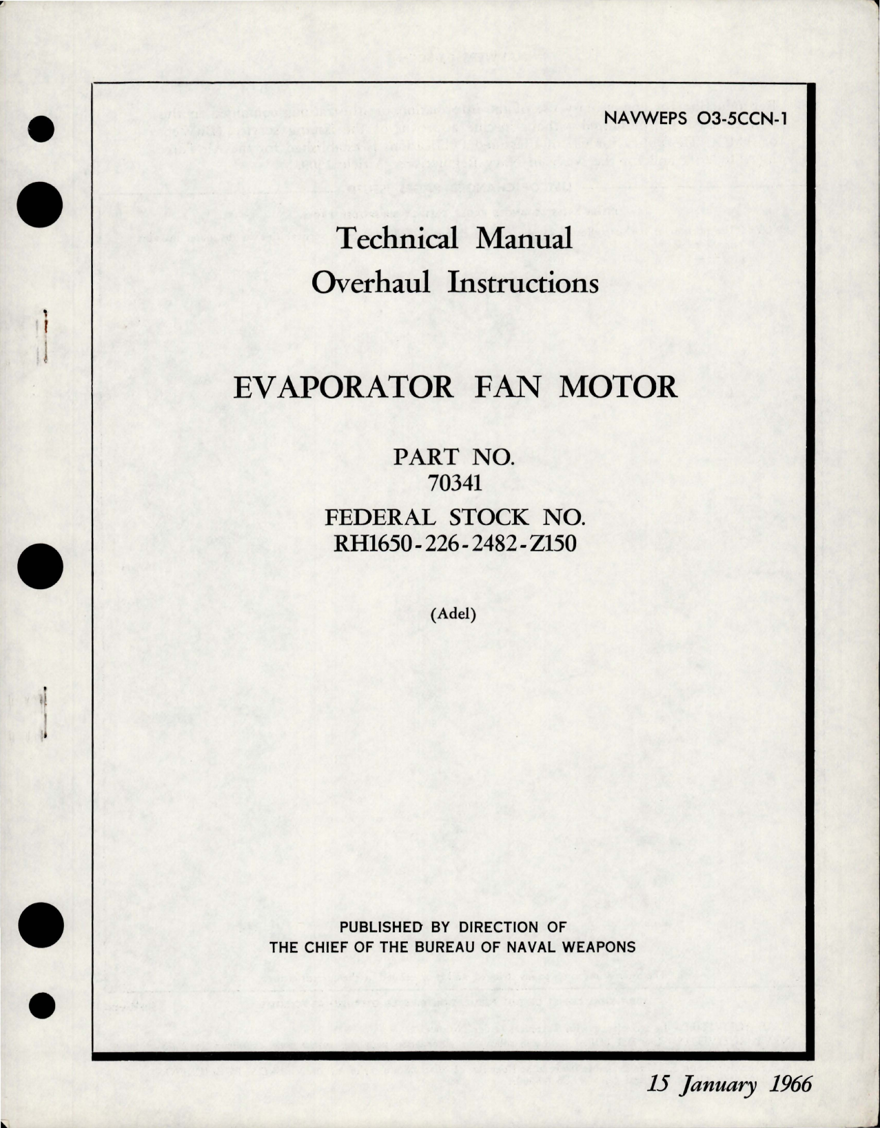 Sample page 1 from AirCorps Library document: Overhaul Instructions for Evaporator Fan Motor - Part 70341 