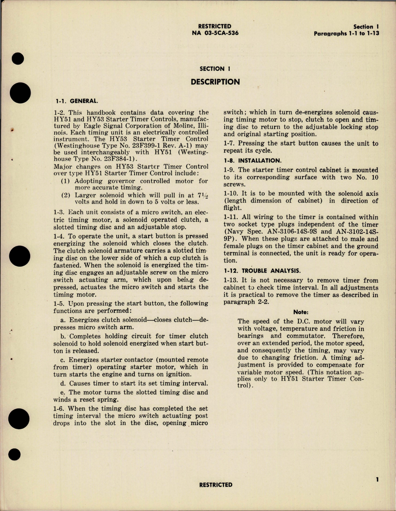 Sample page 7 from AirCorps Library document: Operation, Service, Overhaul Instructions with Parts for Starter Timer Control - Model HY-51 