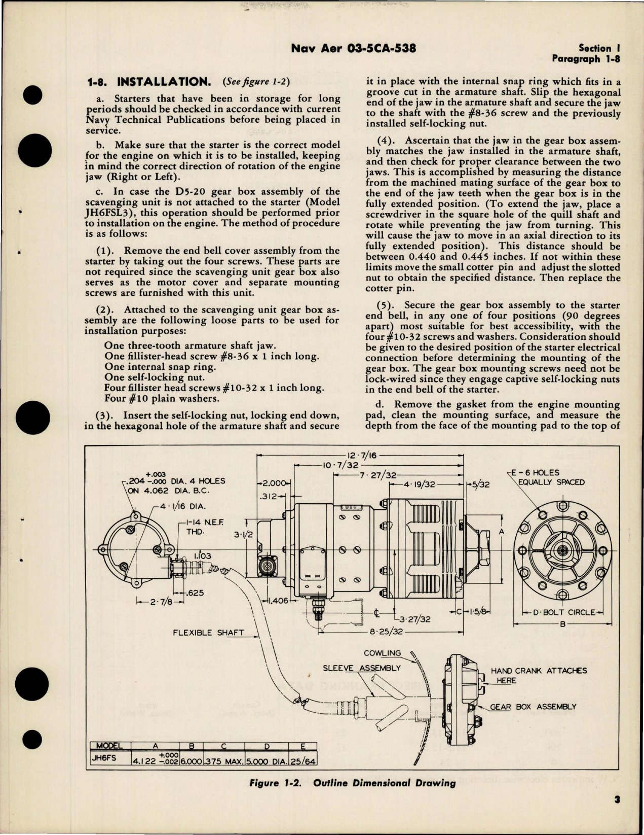 Sample page 7 from AirCorps Library document: Operation, Service, Overhaul Instructions with Parts for Starters - Model JH6FSL3 - with Scavenging Unit - Model D-5