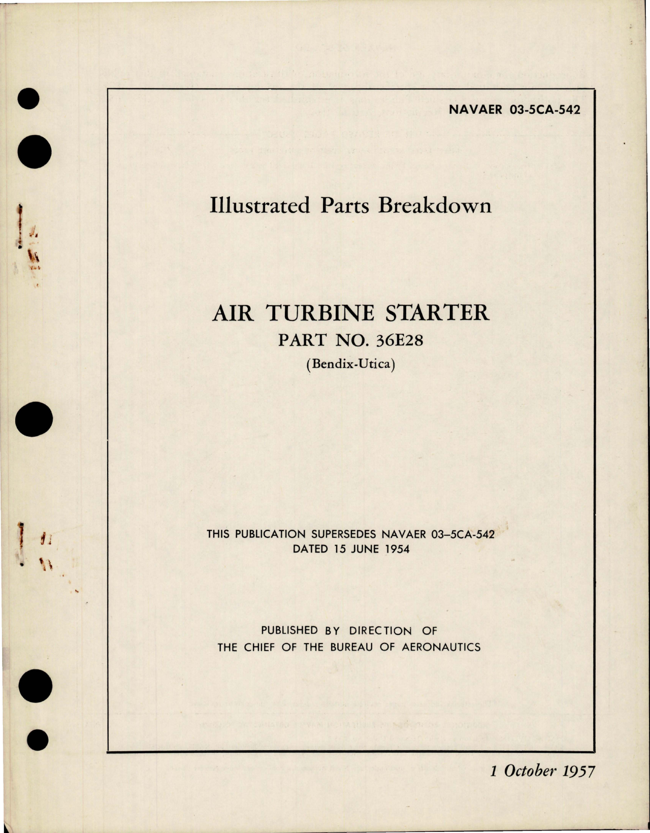 Sample page 1 from AirCorps Library document: Illustrated Parts Breakdown for Air Turbine Starter - Part 36E28 
