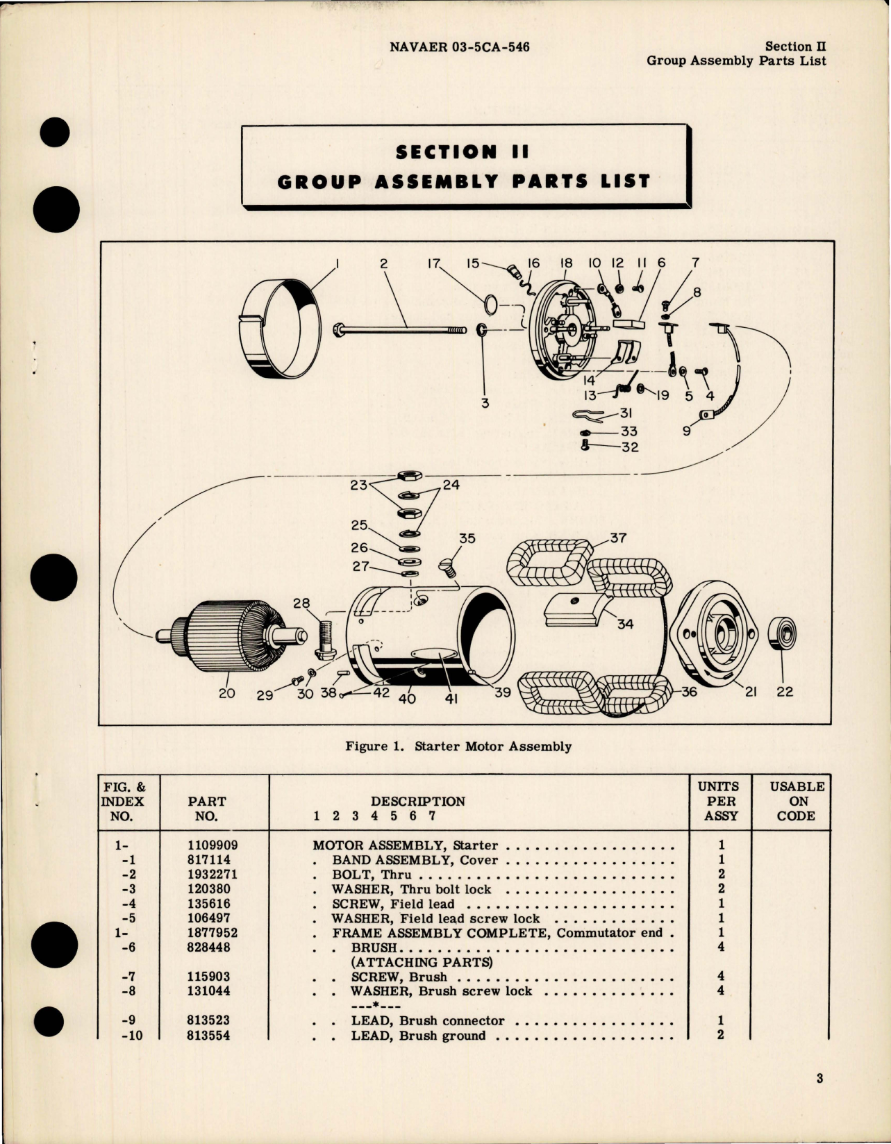 Sample page 5 from AirCorps Library document: Illustrated Parts Breakdown for Starting Motor Assembly - Part 1109909 