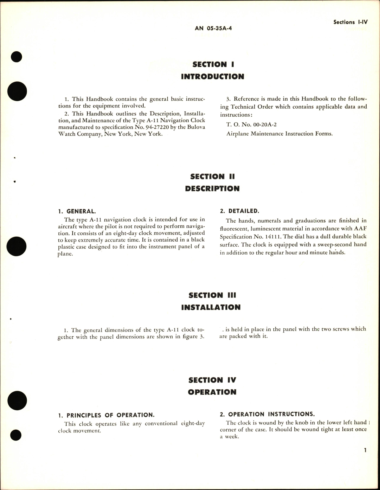 Sample page 5 from AirCorps Library document: Instructions with Parts Catalog for Type A-11 Navigation Clock