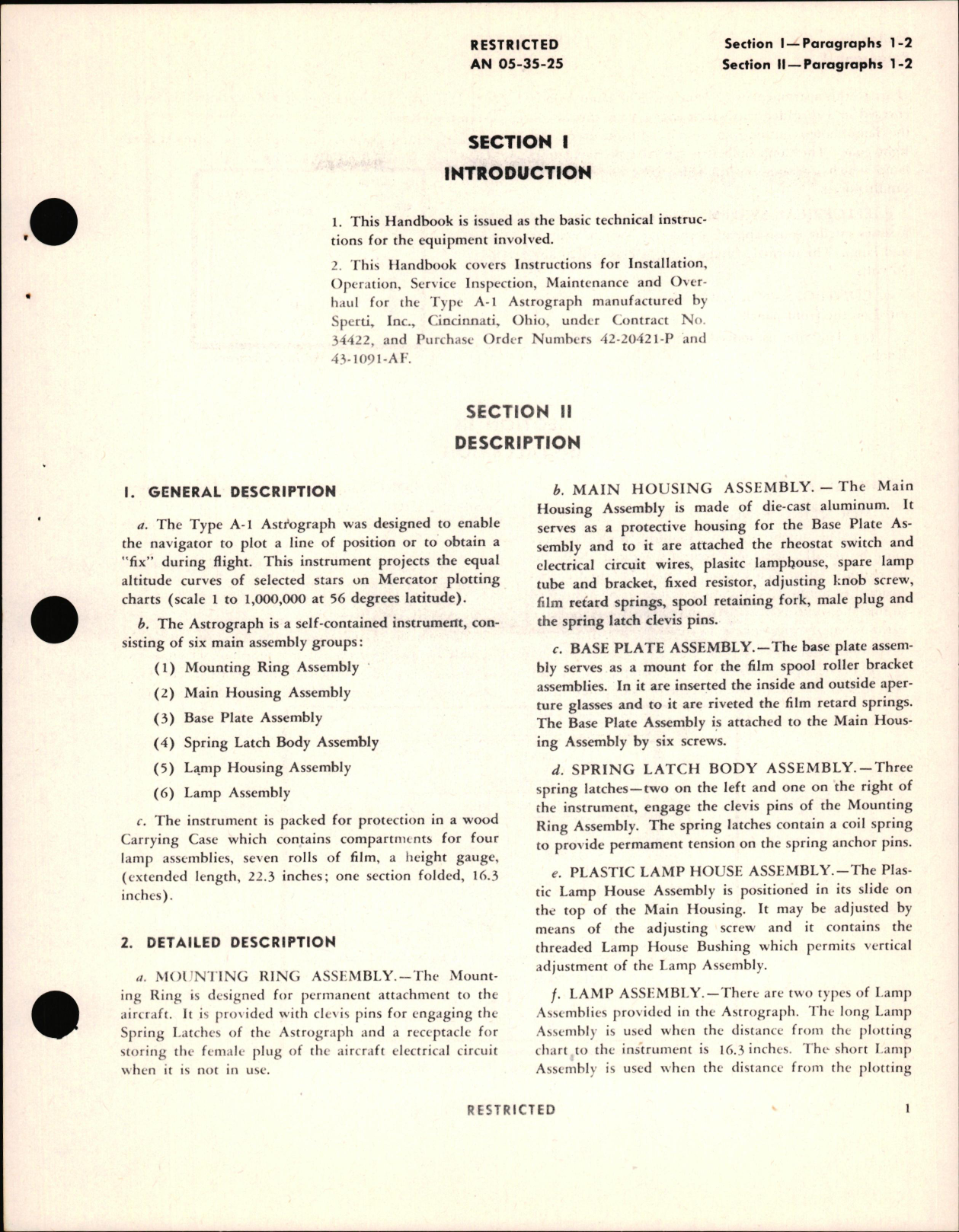 Sample page 5 from AirCorps Library document: Instructions with Parts Catalog for Type A-1 Astrograph