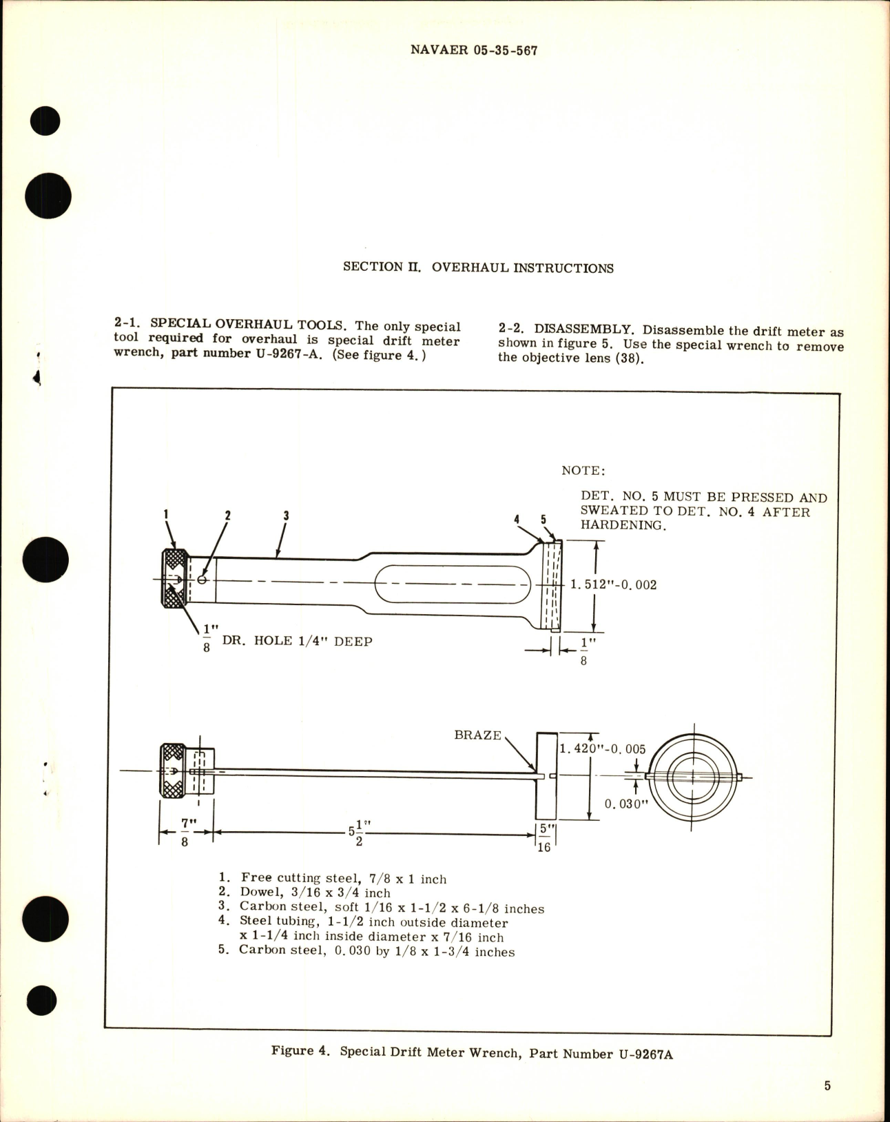 Sample page 5 from AirCorps Library document: Operation, Service, & Overhaul Instructions with Parts Breakdown for Type B-5 Drift Meter