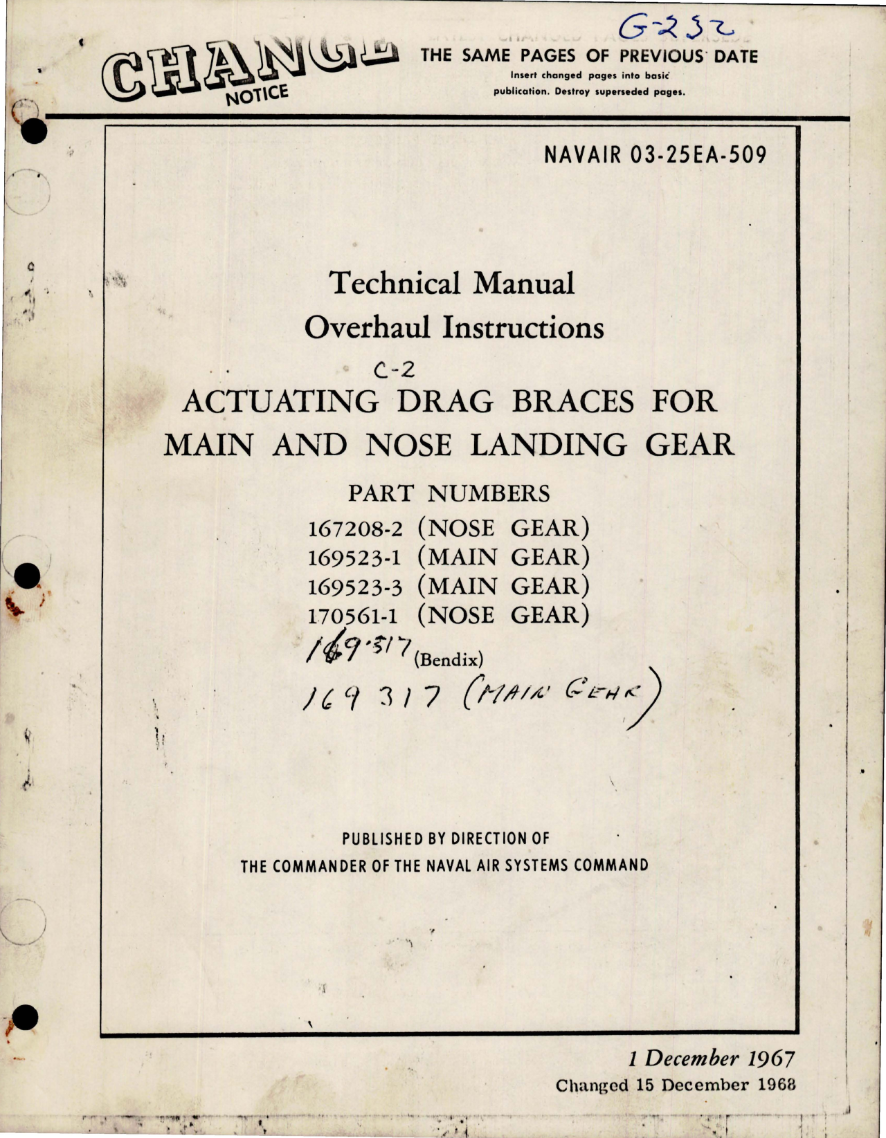 Sample page 1 from AirCorps Library document: Overhaul Instructions for Actuating Drag Braces for Main and Nose Landing Gear 