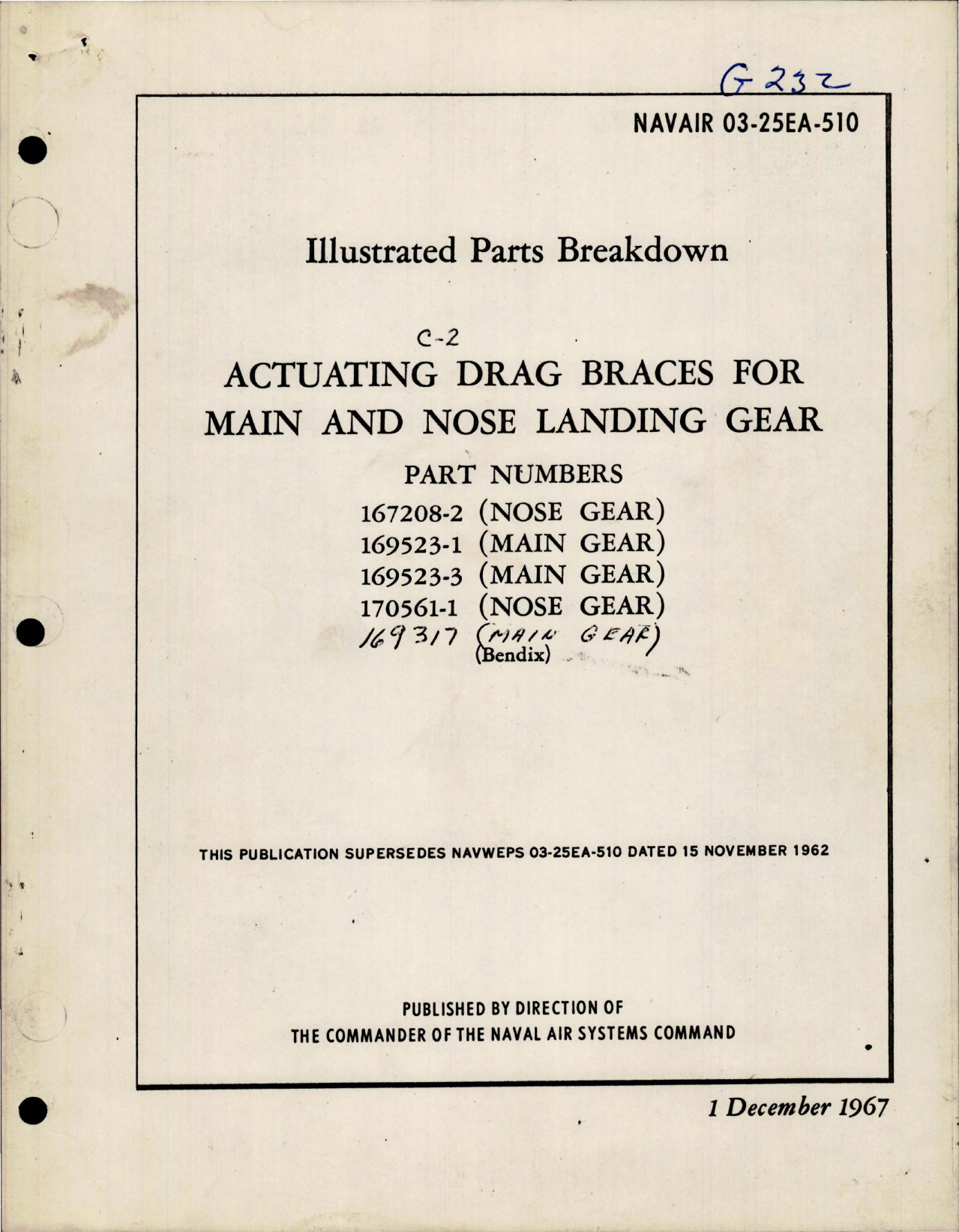Sample page 1 from AirCorps Library document: Illustrated Parts Breakdown for Actuating Drag Braces for Main and Nose Landing Gear 