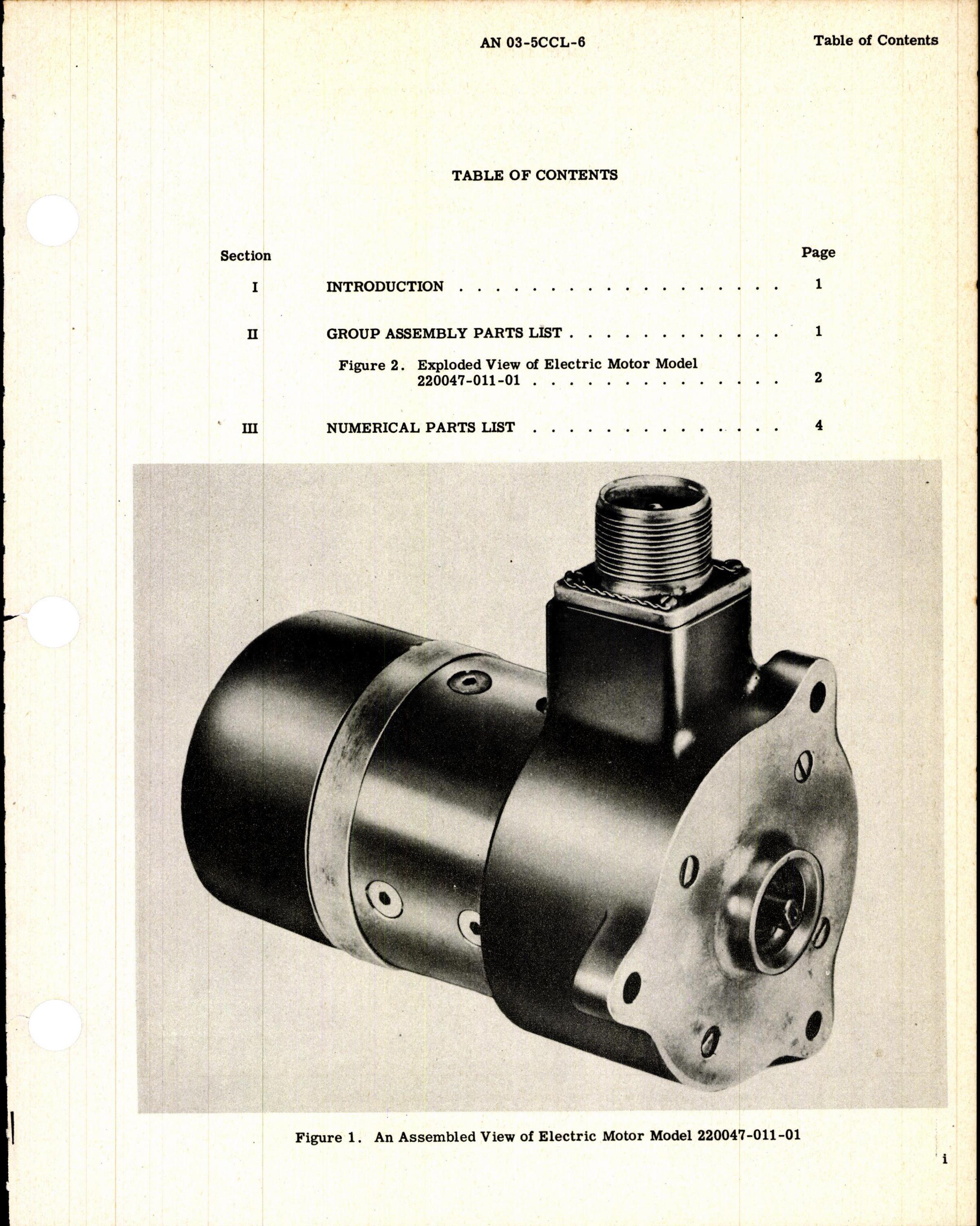 Sample page 3 from AirCorps Library document: Parts Catalog for Pesco Electric Motors, Model 220047-011-01
