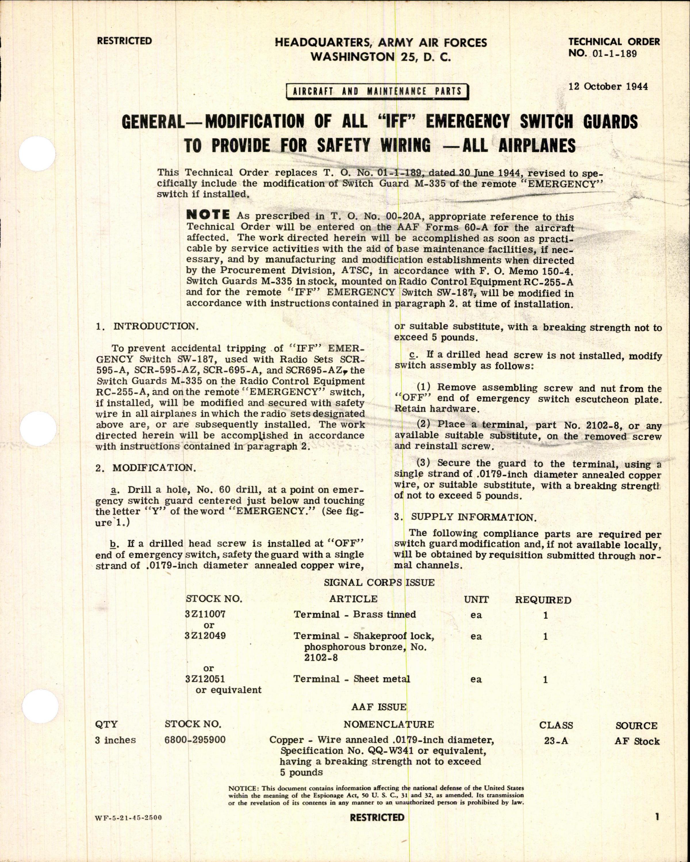 Sample page 1 from AirCorps Library document: Modification of All 