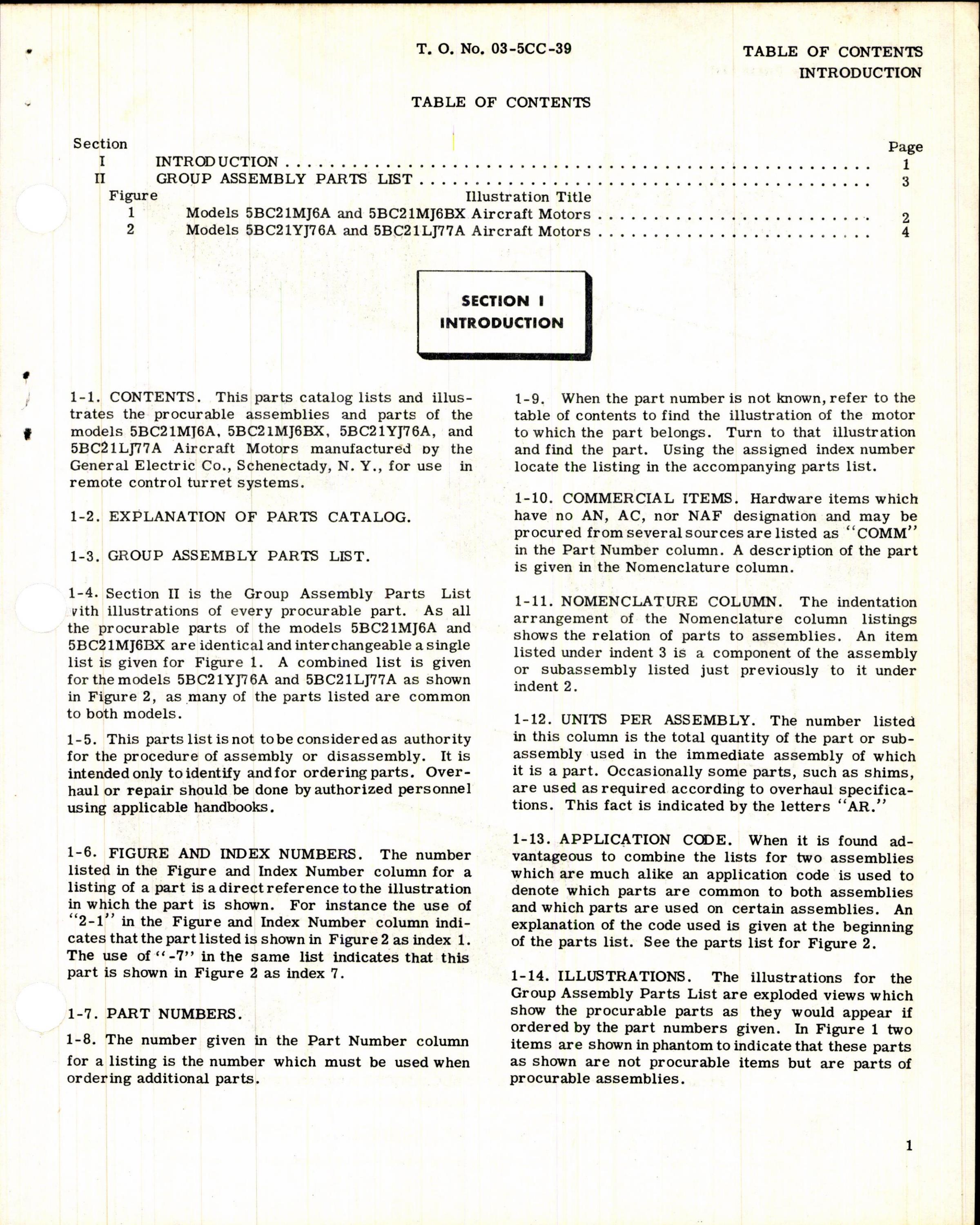 Sample page 3 from AirCorps Library document: Parts Catalog for General Electric Aircraft Motors, Series 5BC21