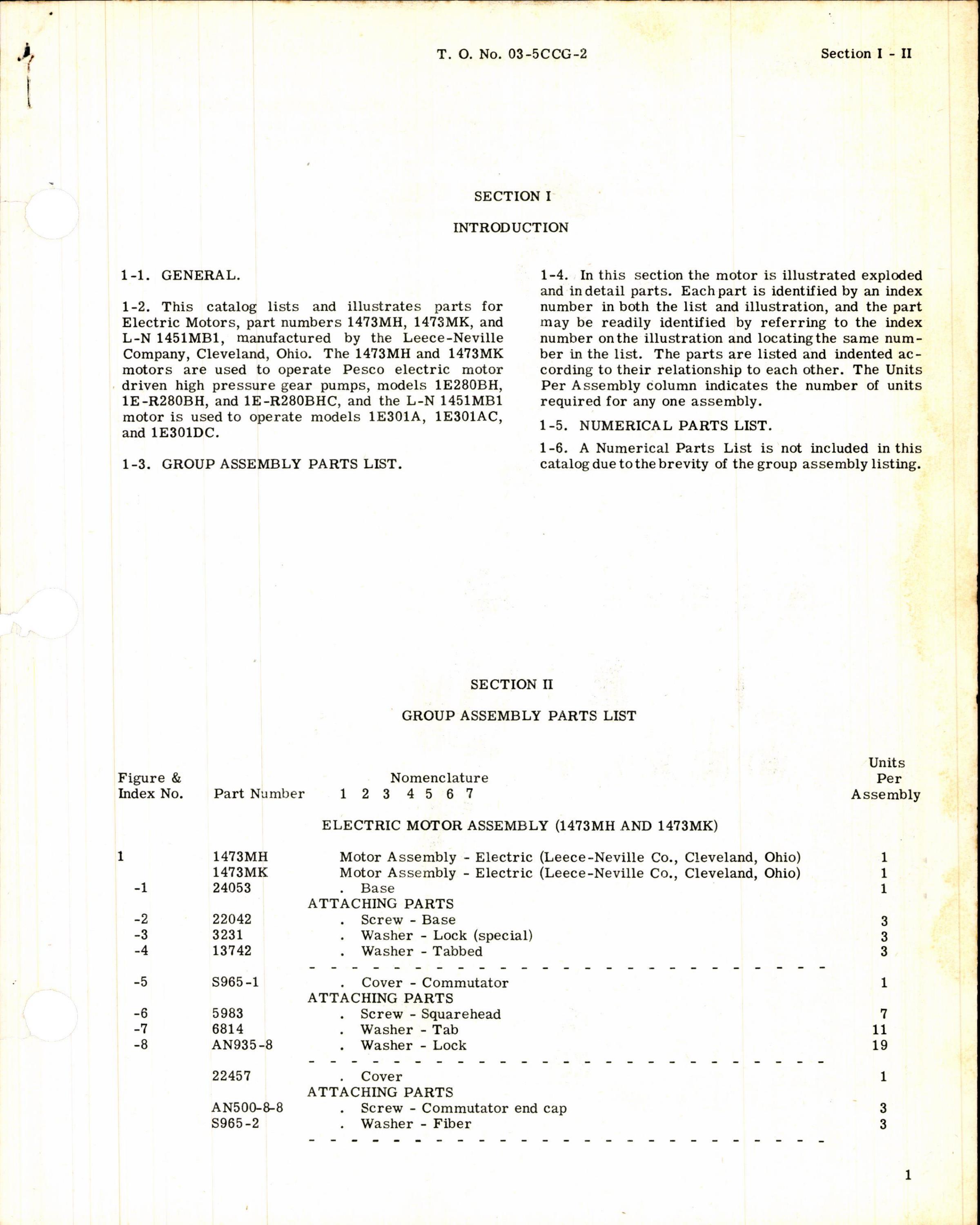 Sample page 3 from AirCorps Library document: Parts Catalog for Leece-Neville Electric Motor
